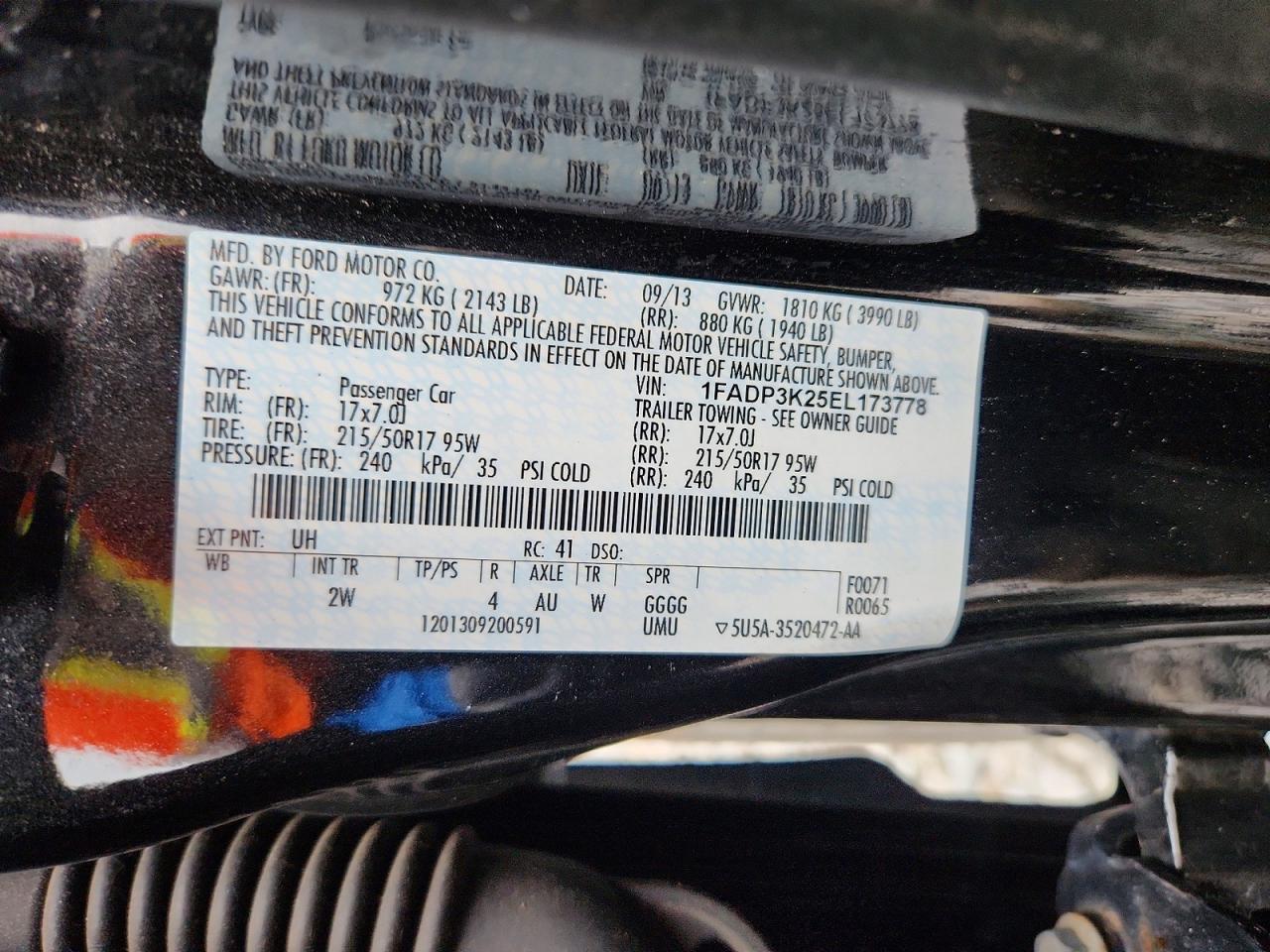 2014 Ford Focus Se Black vin: 1FADP3K25EL173778