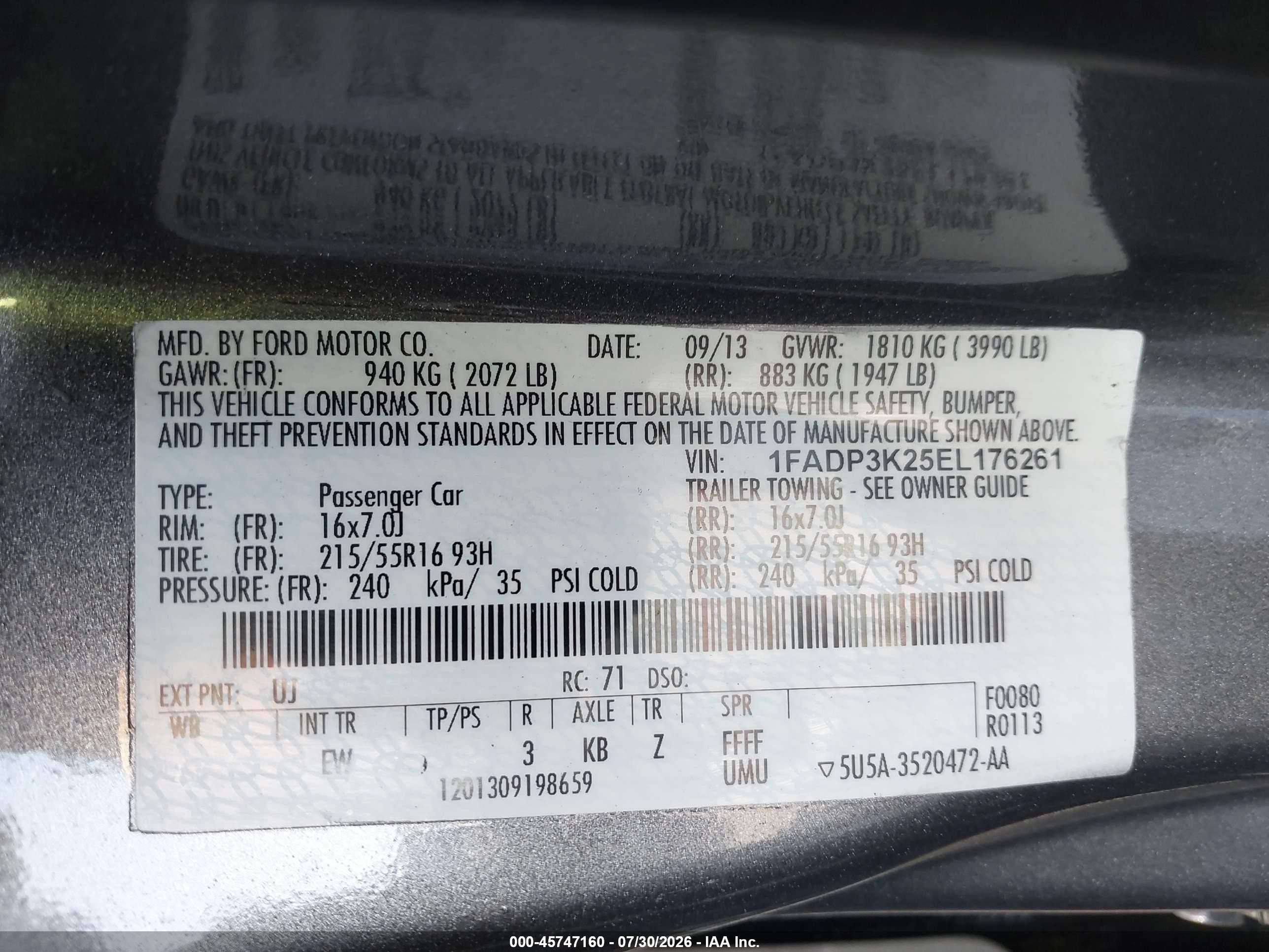 2014 Ford Focus Se Gray vin: 1FADP3K25EL176261
