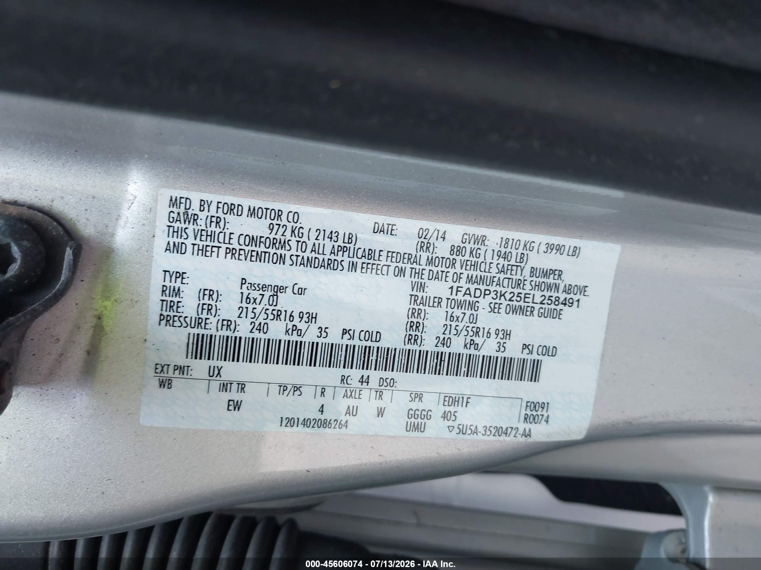 2014 Ford Focus Se White vin: 1FADP3K25EL258491