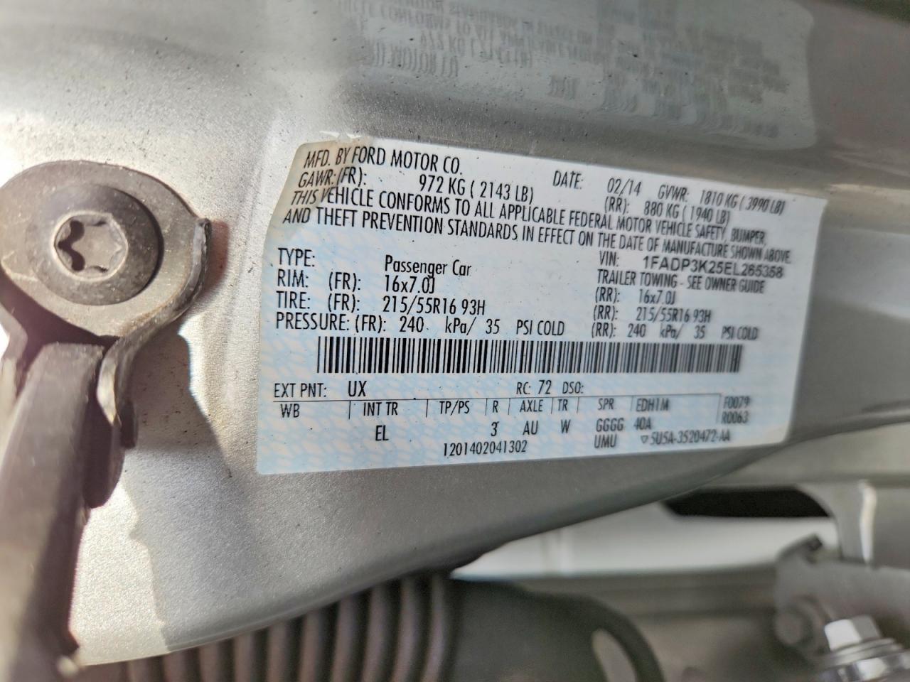 2014 Ford Focus Se Silver vin: 1FADP3K25EL265358