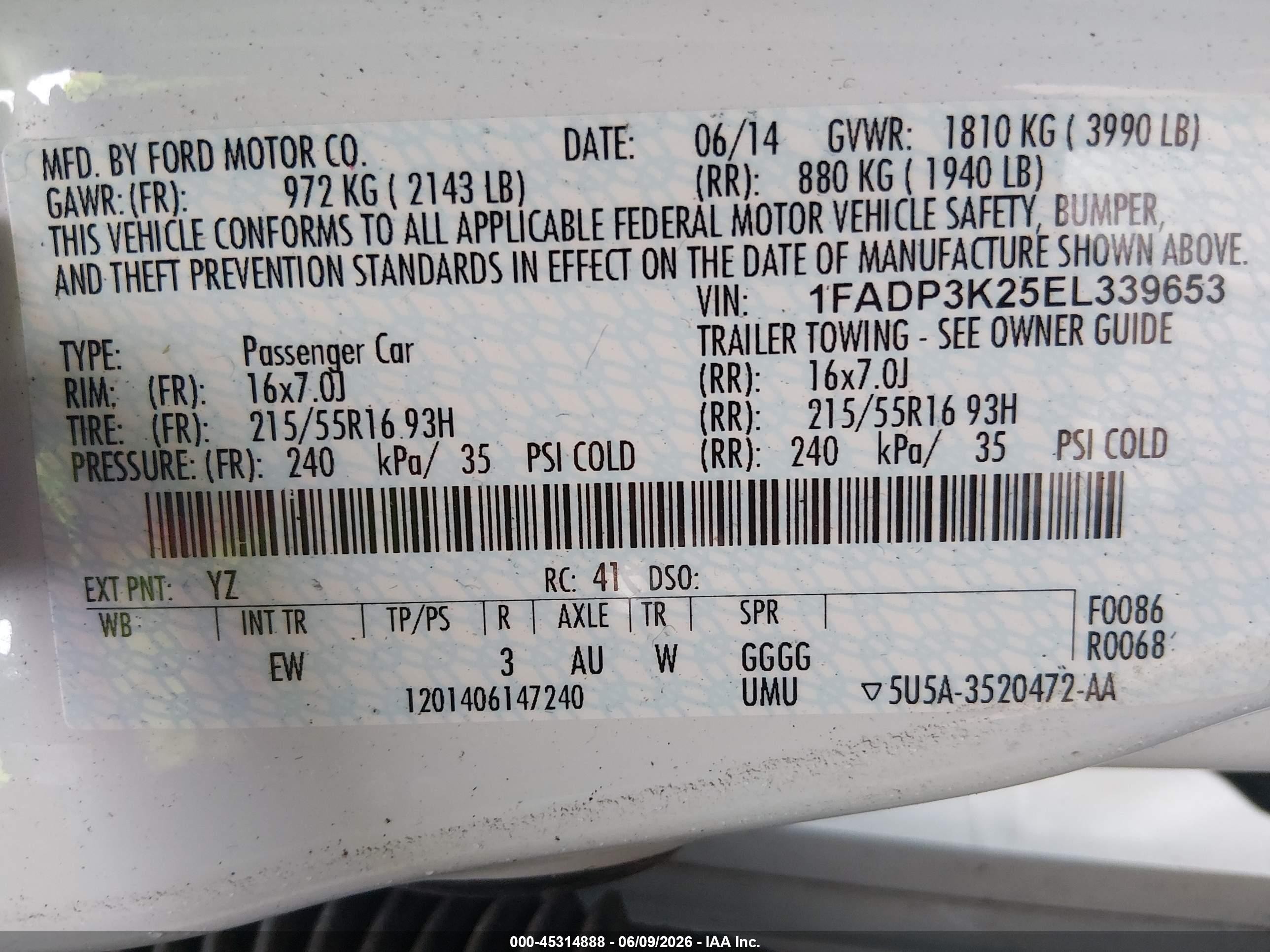 2014 Ford Focus Se White vin: 1FADP3K25EL339653
