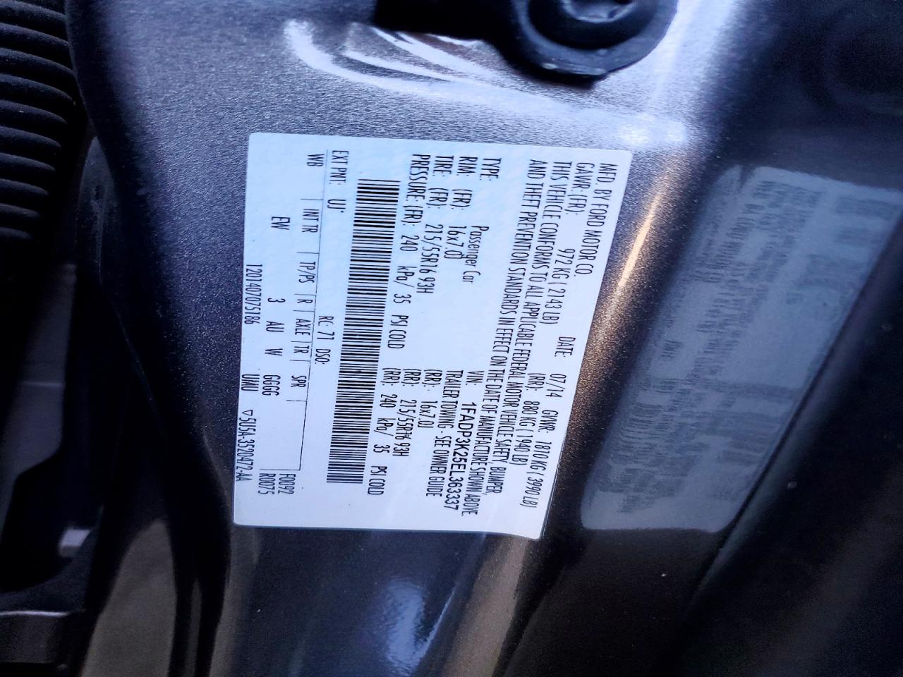 2014 Ford Focus Gray vin: 1FADP3K25EL363337