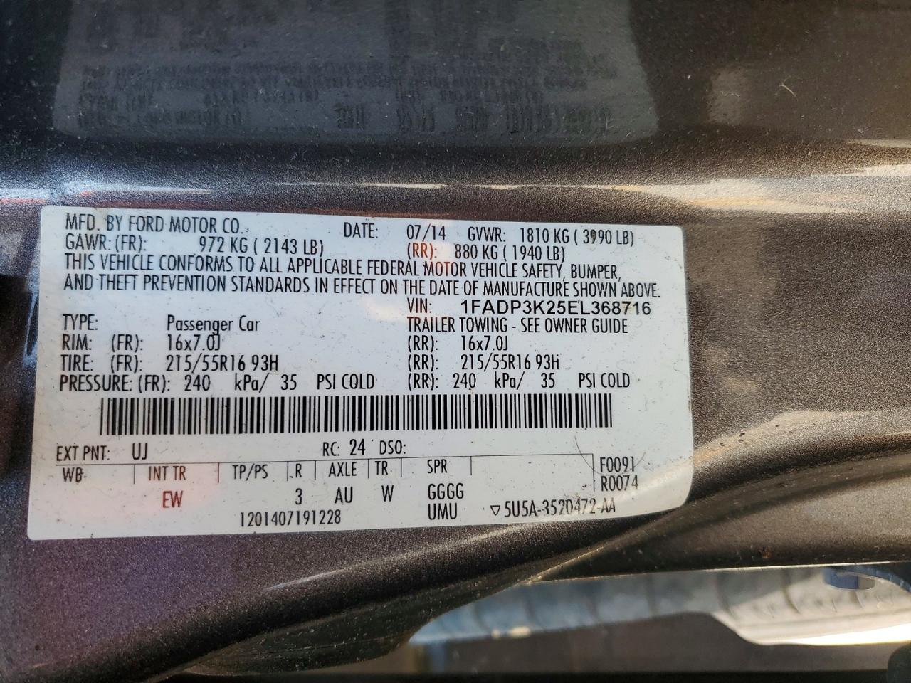2014 Ford Focus Se Gray vin: 1FADP3K25EL368716
