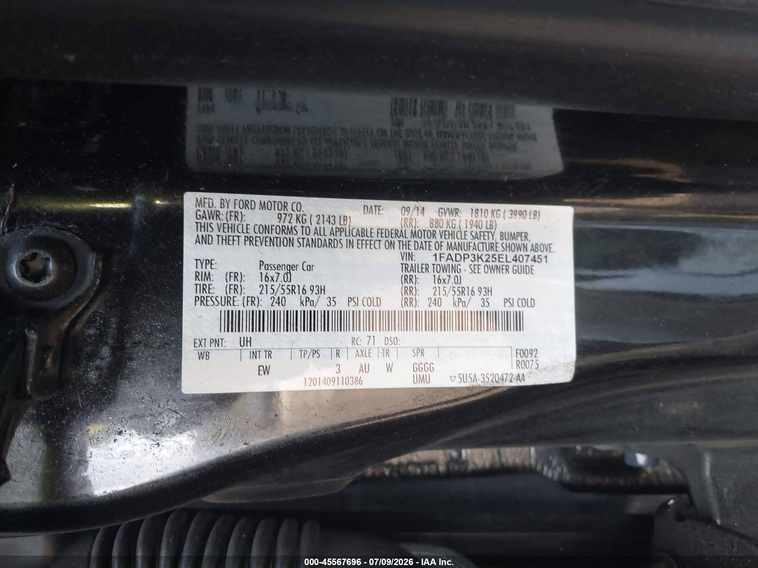 2014 Ford Focus Se Black vin: 1FADP3K25EL407451