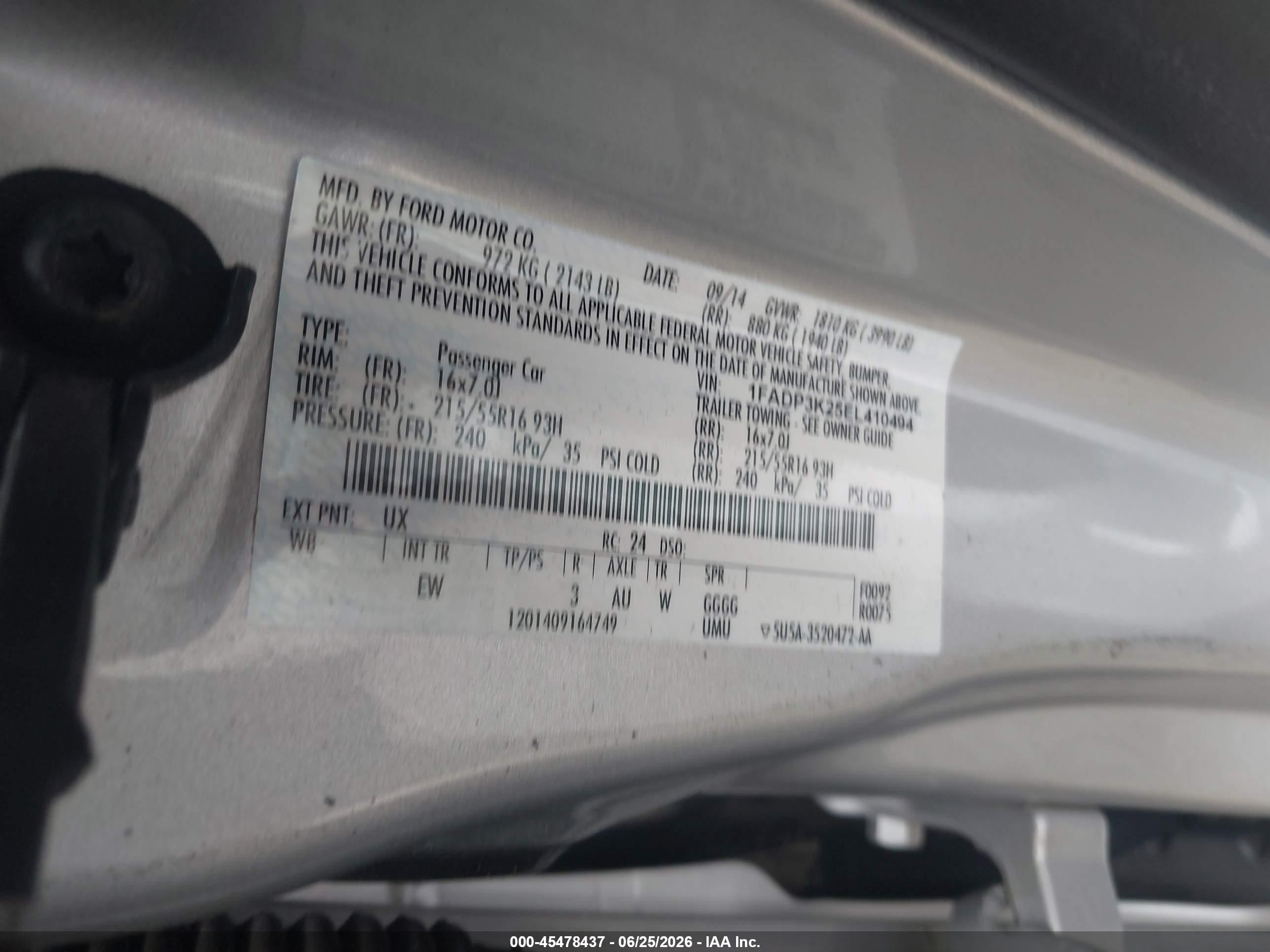 2014 Ford Focus Se Silver vin: 1FADP3K25EL410494