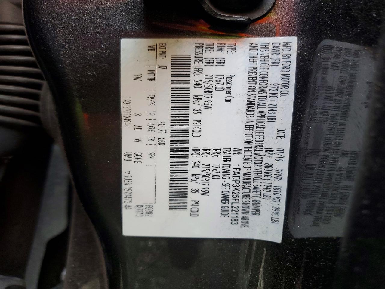 2015 Ford Focus Se Charcoal vin: 1FADP3K25FL221183