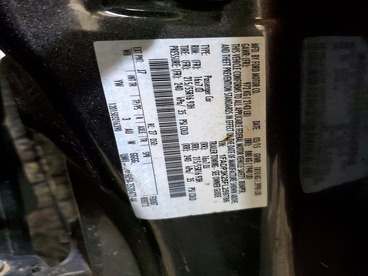 2015 Ford Focus Se Charcoal vin: 1FADP3K25FL259786