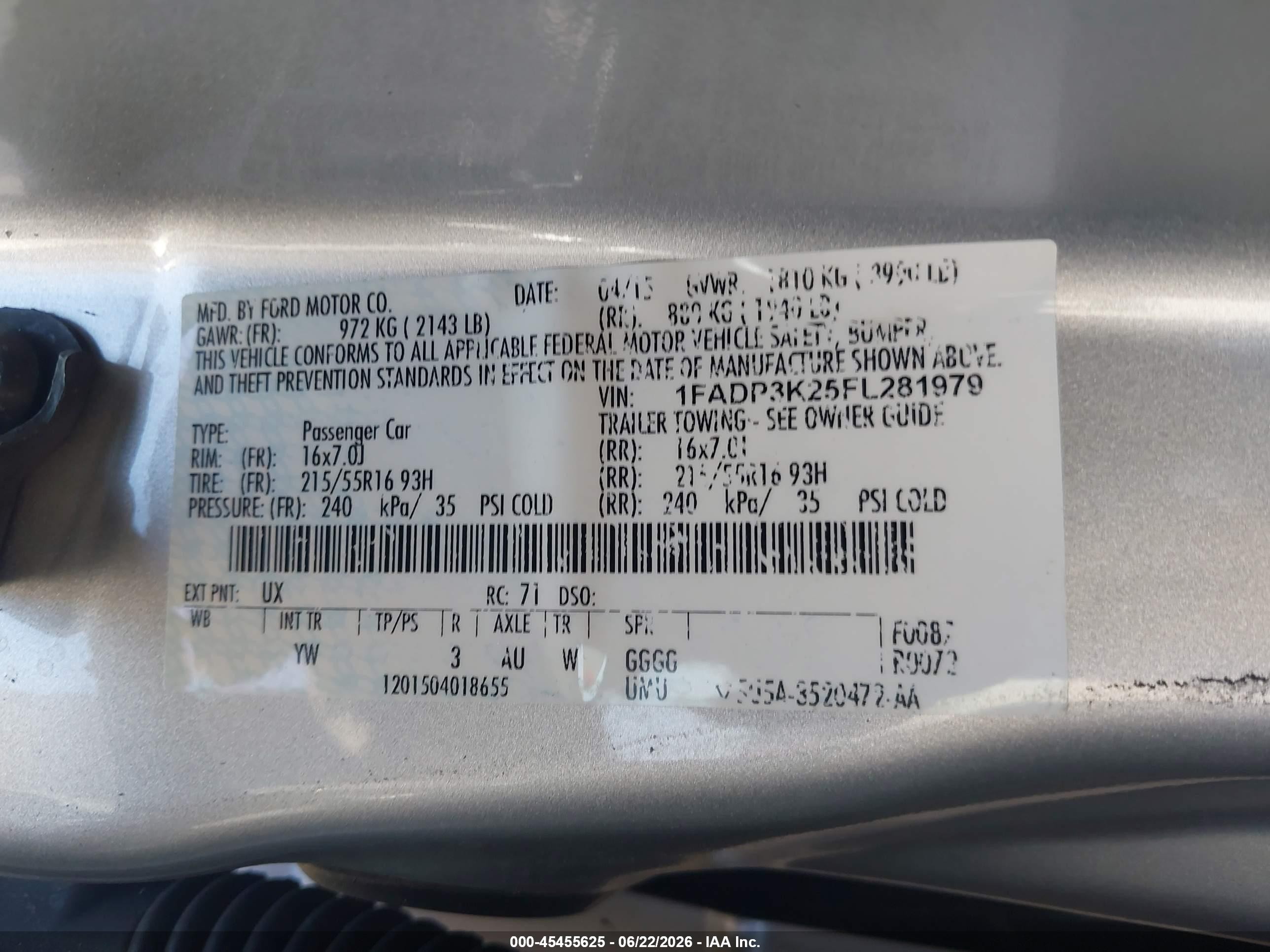 2015 Ford Focus Se Silver vin: 1FADP3K25FL281979