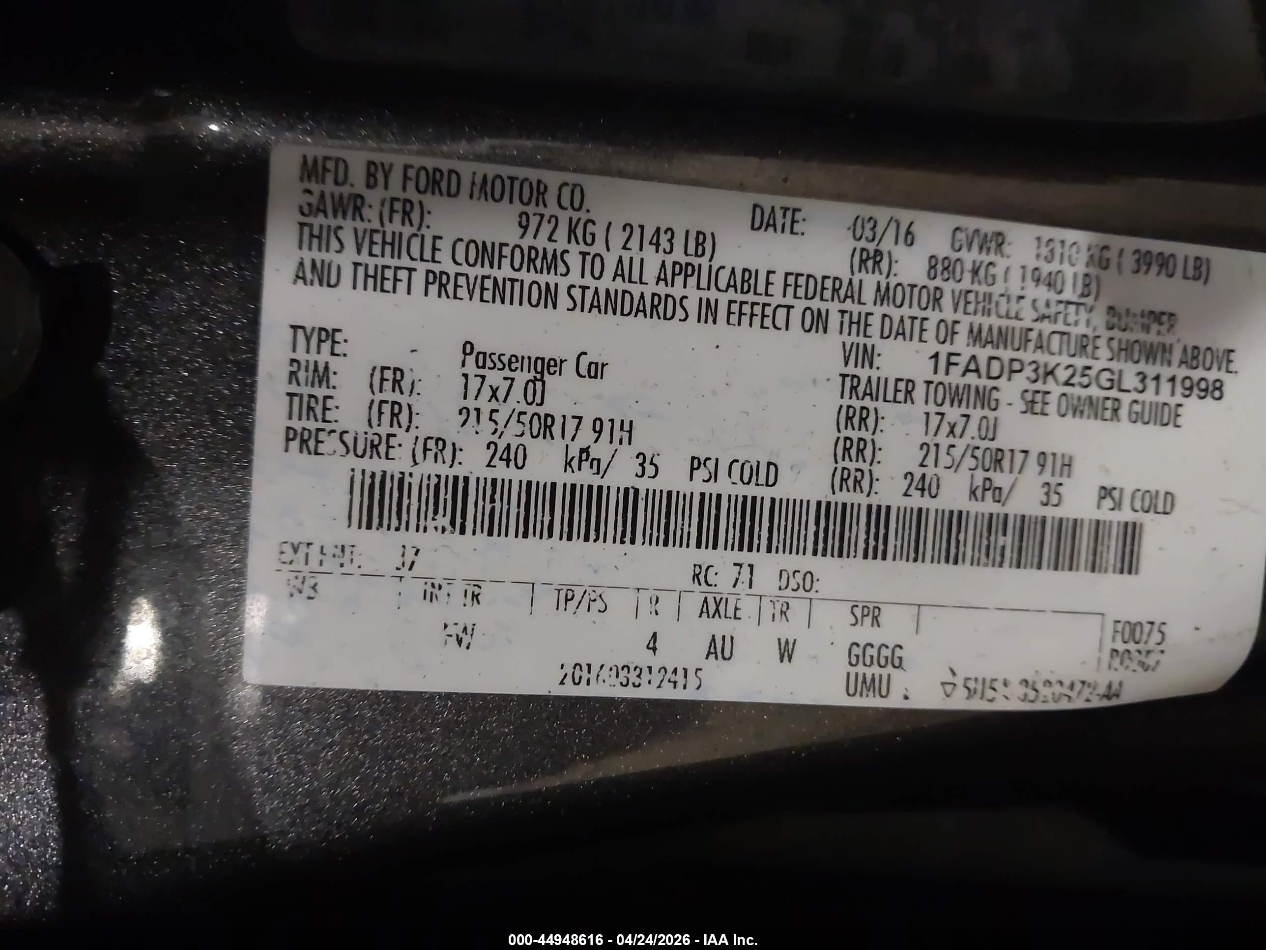 2016 Ford Focus Se Gray vin: 1FADP3K25GL311998