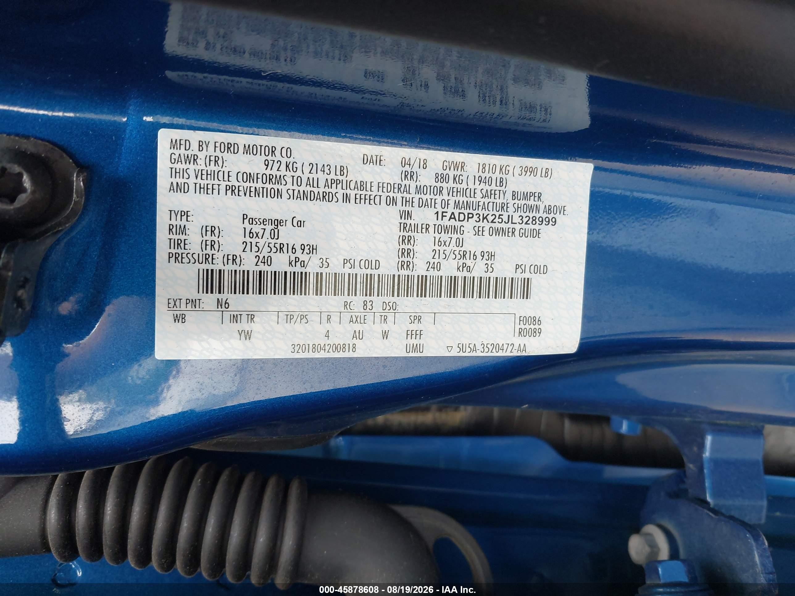 2018 Ford Focus Se Blue vin: 1FADP3K25JL328999