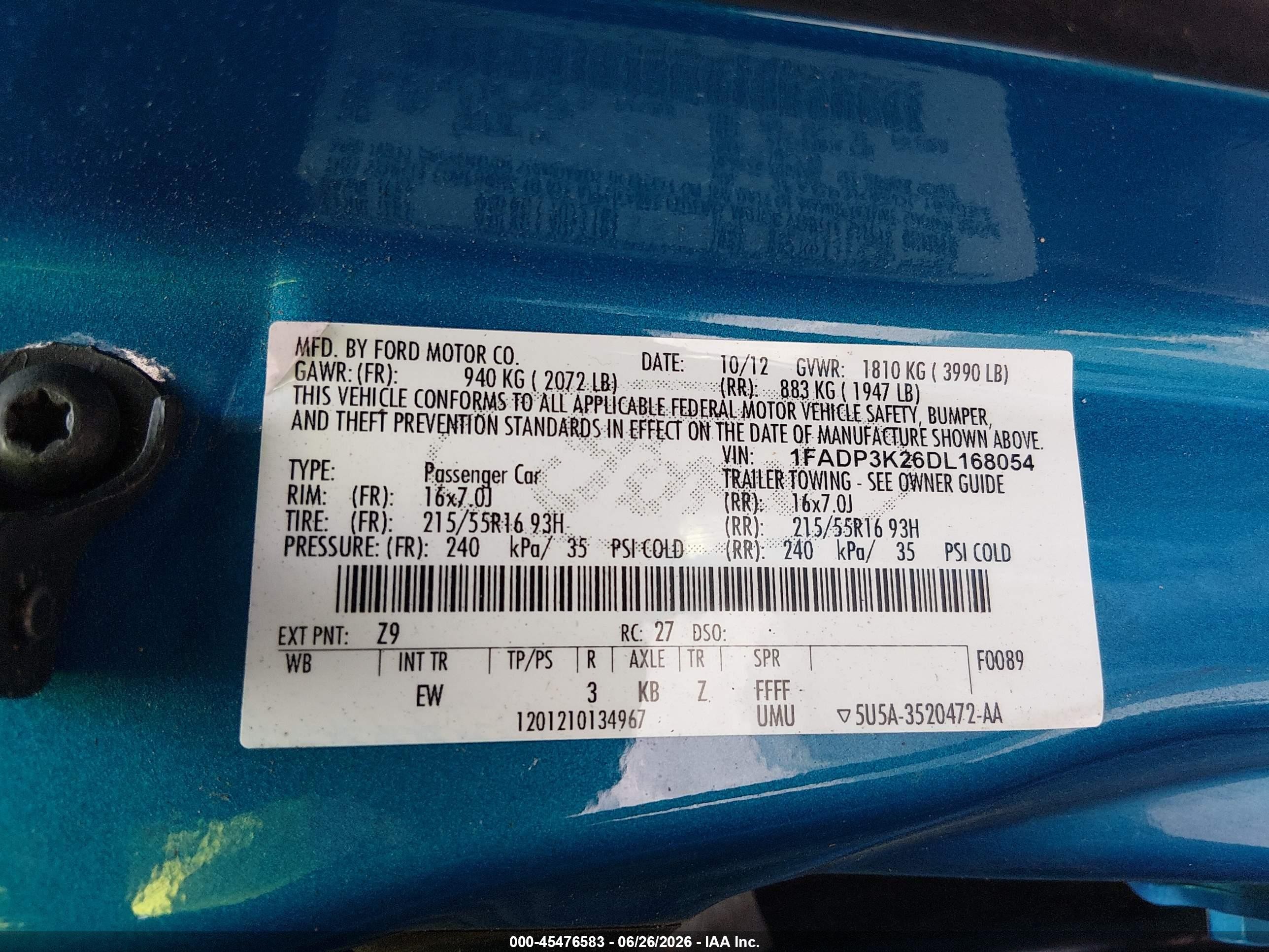 2013 Ford Focus Se Blue vin: 1FADP3K26DL168054