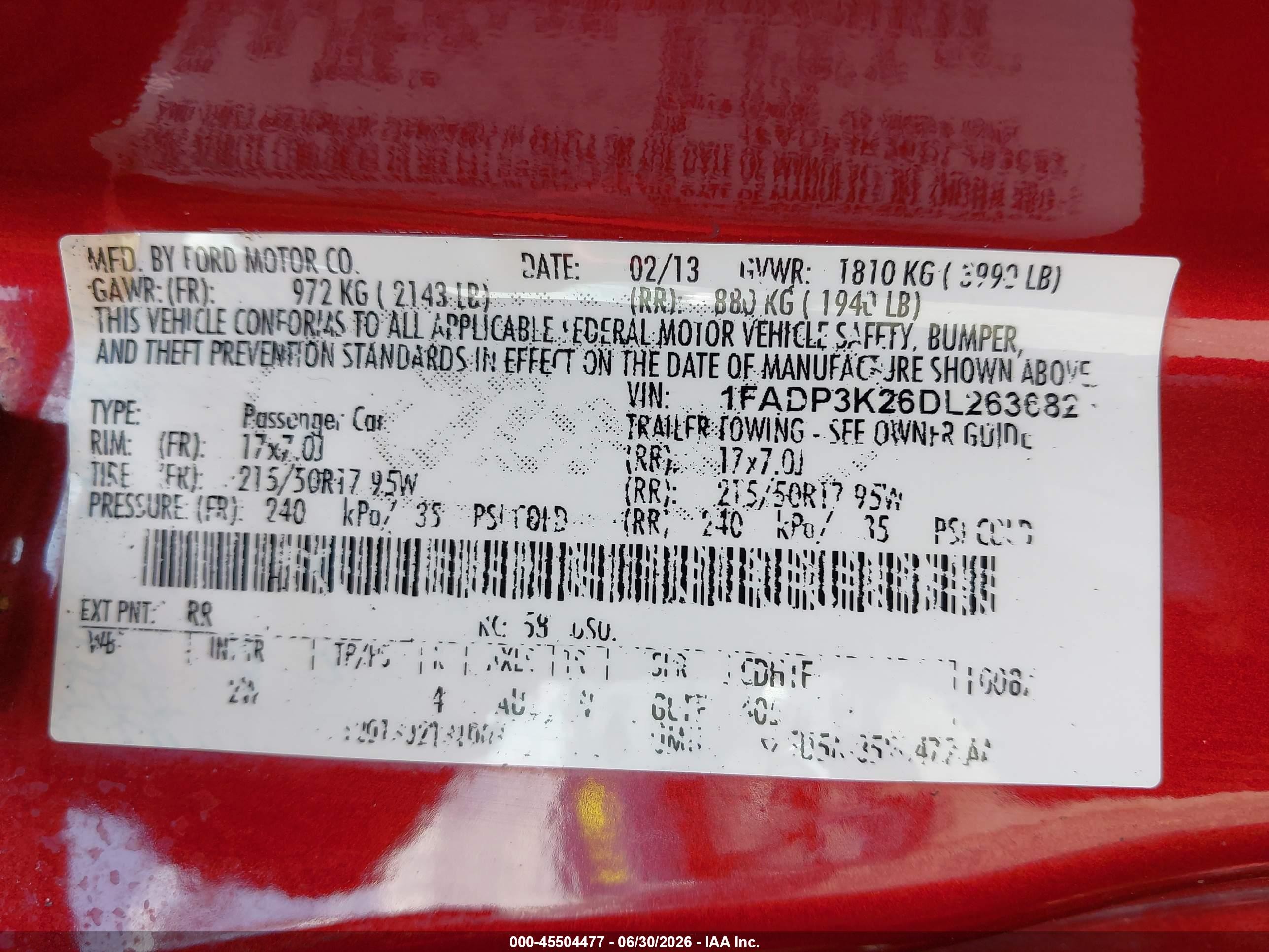 2013 Ford Focus Se Burgundy vin: 1FADP3K26DL263682