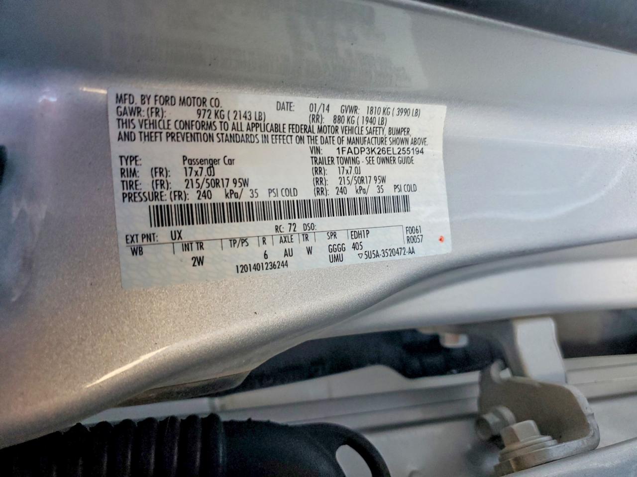 2014 Ford Focus Se Silver vin: 1FADP3K26EL255194