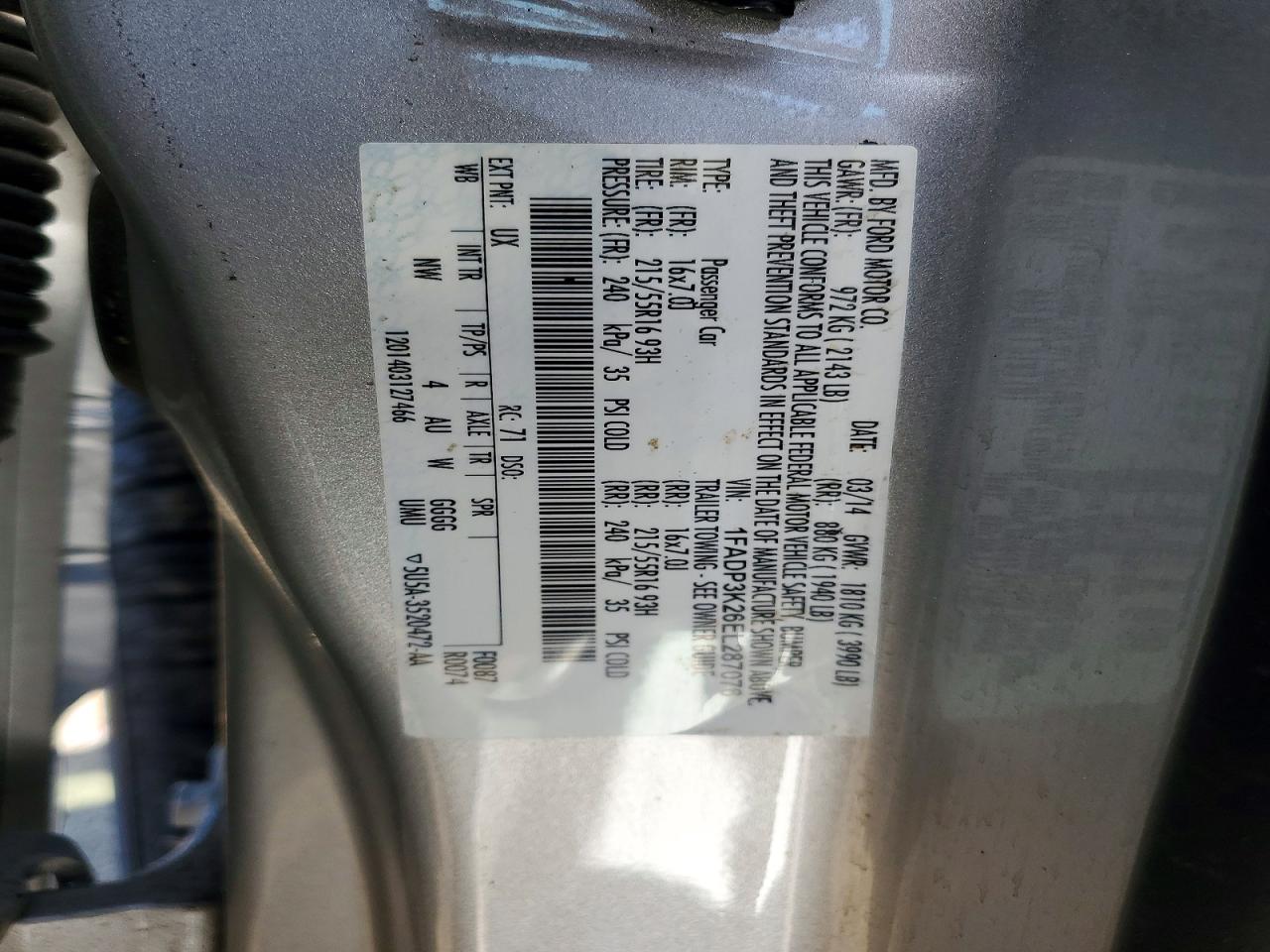 2014 Ford Focus Se Silver vin: 1FADP3K26EL287076