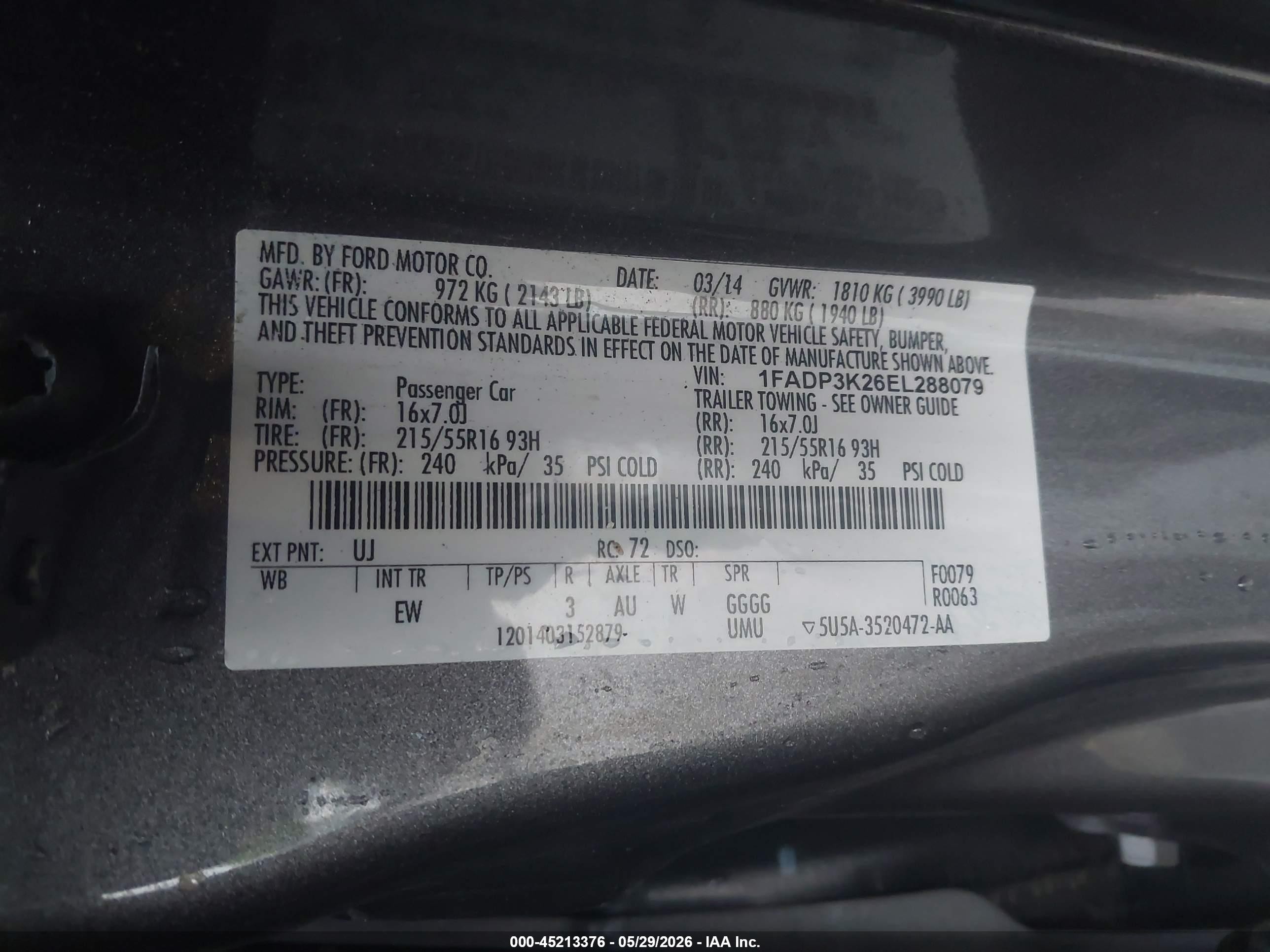 2014 Ford Focus Se Gray vin: 1FADP3K26EL288079