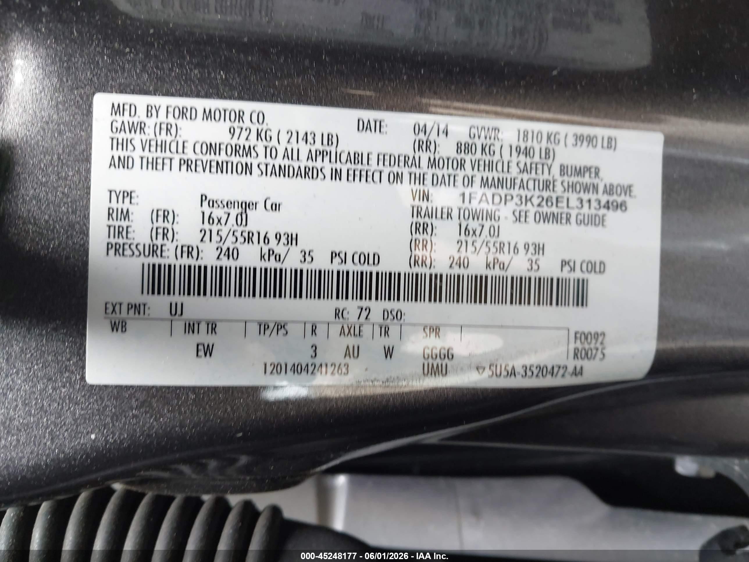2014 Ford Focus Se Gray vin: 1FADP3K26EL313496