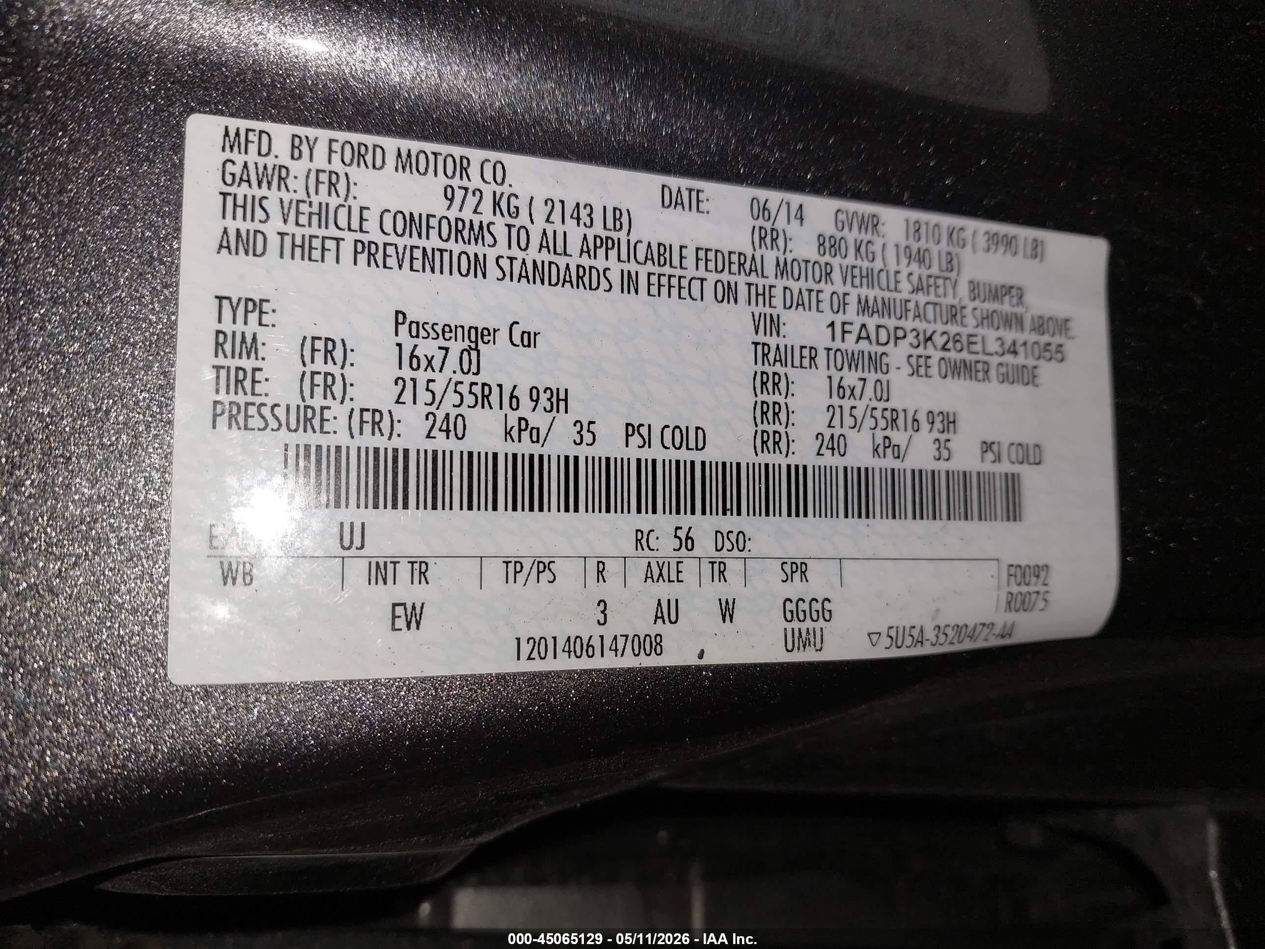 2014 Ford Focus Se Gray vin: 1FADP3K26EL341055