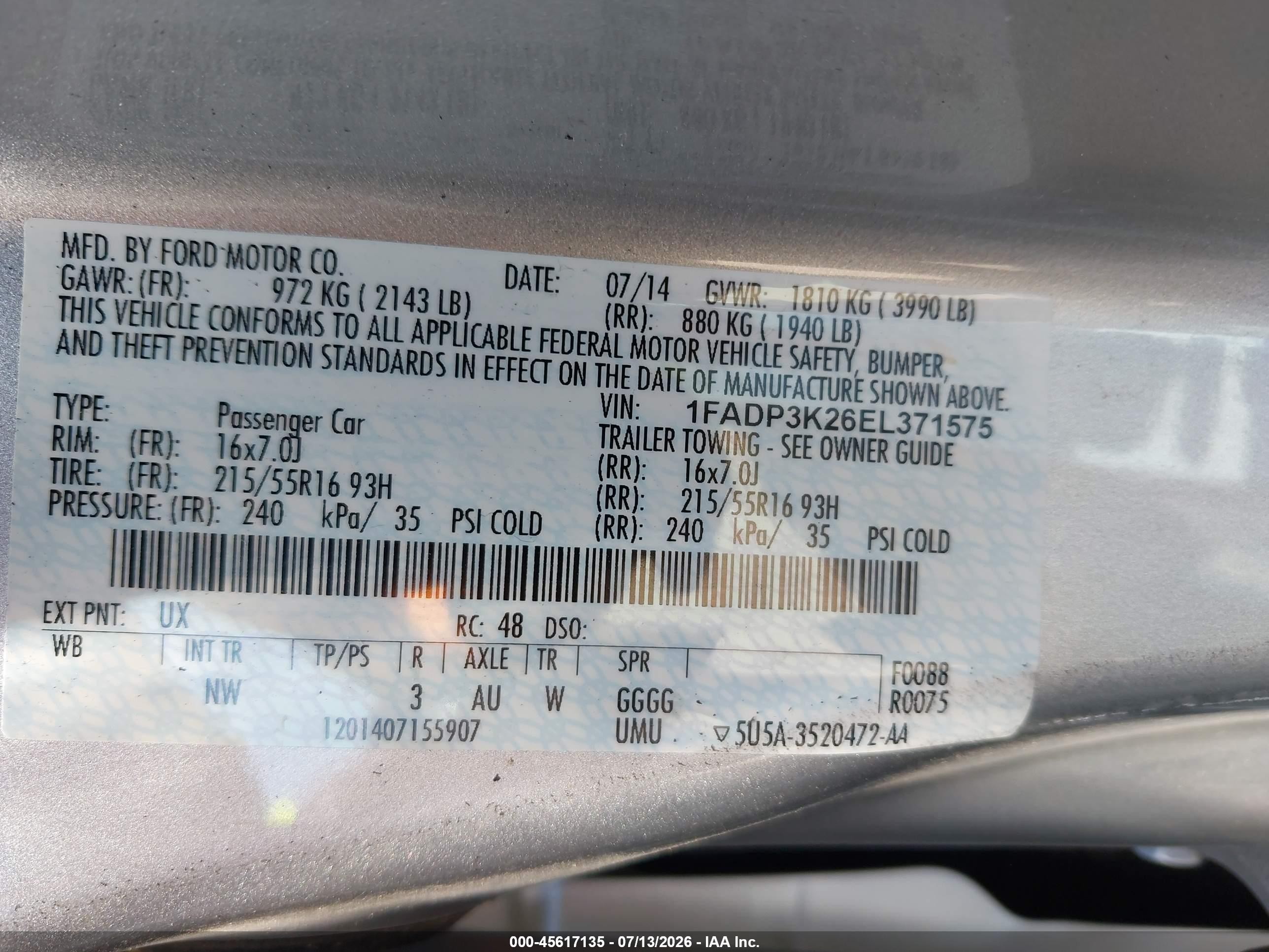 2014 Ford Focus Se Silver vin: 1FADP3K26EL371575