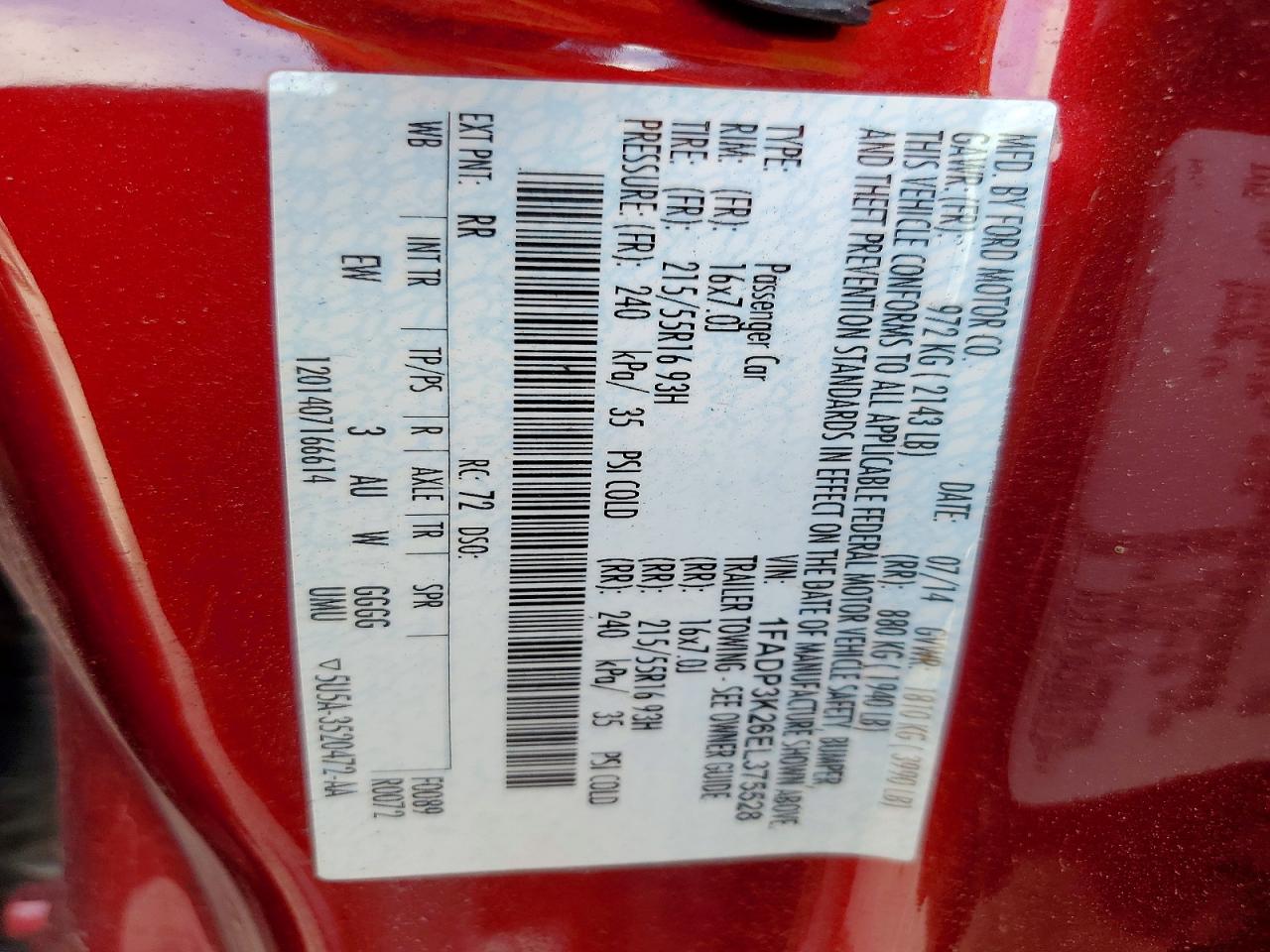 2014 Ford Focus Se Red vin: 1FADP3K26EL375528