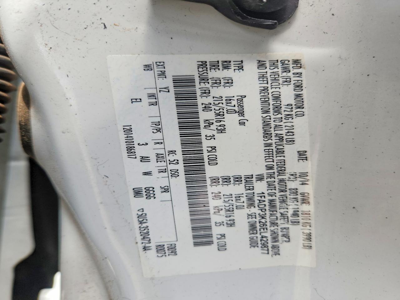 2014 Ford Focus Se White vin: 1FADP3K26EL429877
