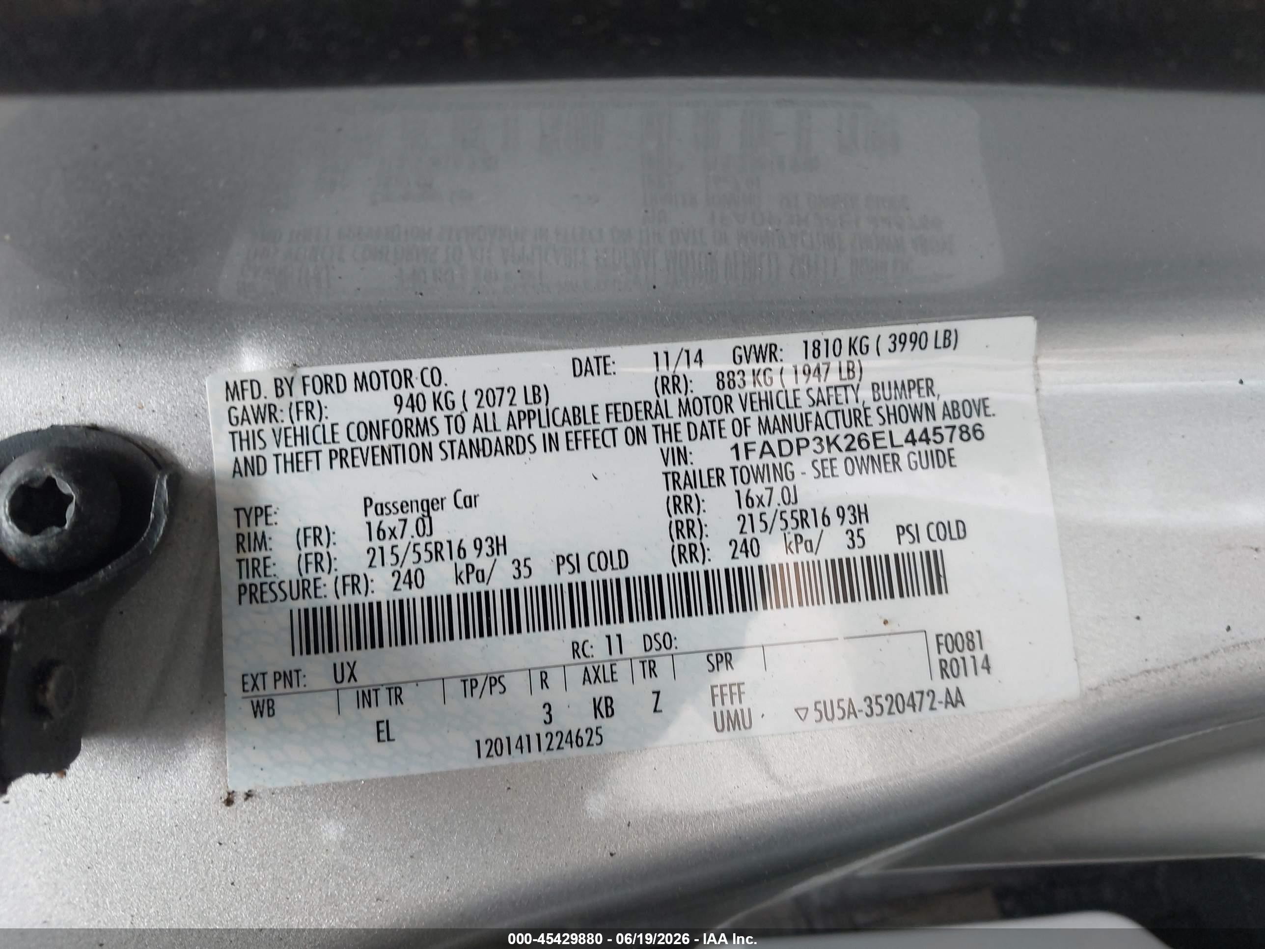 2014 Ford Focus Se Silver vin: 1FADP3K26EL445786