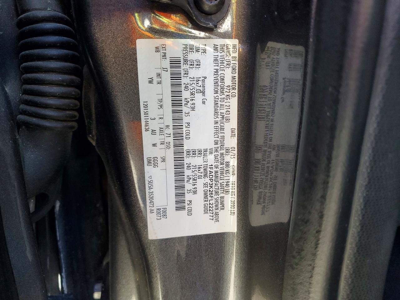 2015 Ford Focus Se Gray vin: 1FADP3K26FL222777