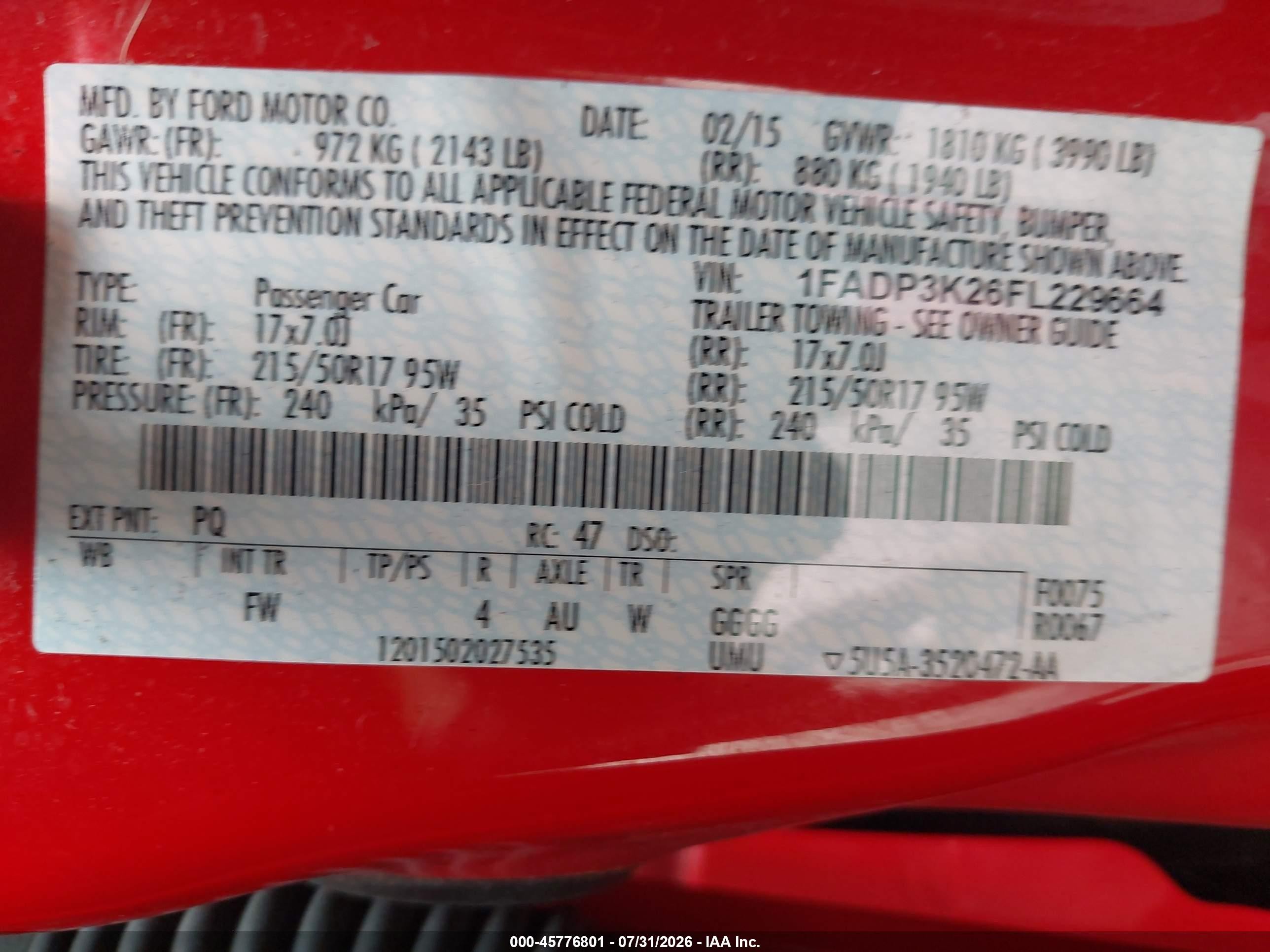 2015 Ford Focus Se Red vin: 1FADP3K26FL229664
