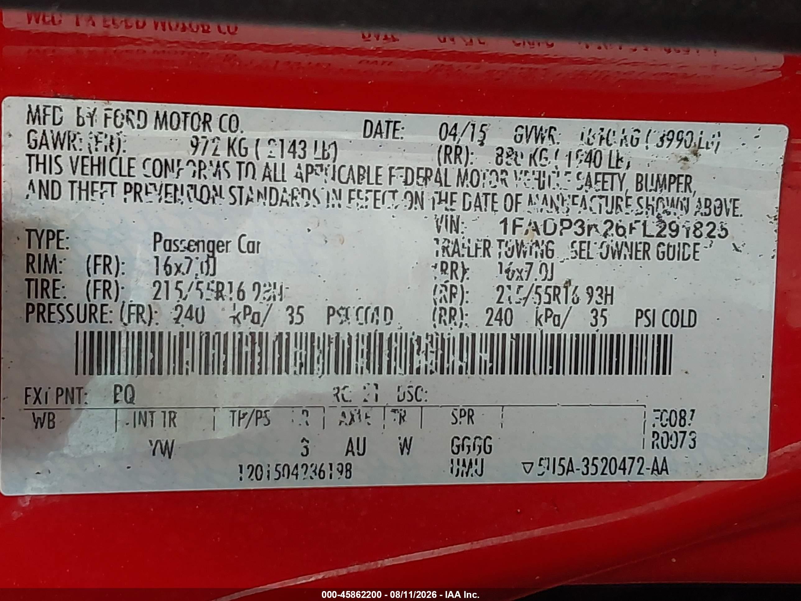 2015 Ford Focus Se Red vin: 1FADP3K26FL291825