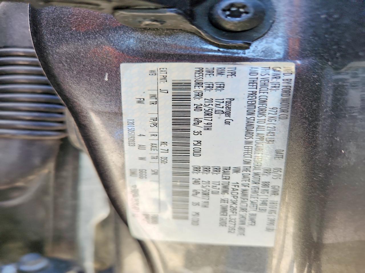 2015 Ford Focus Se Gray vin: 1FADP3K26FL327352