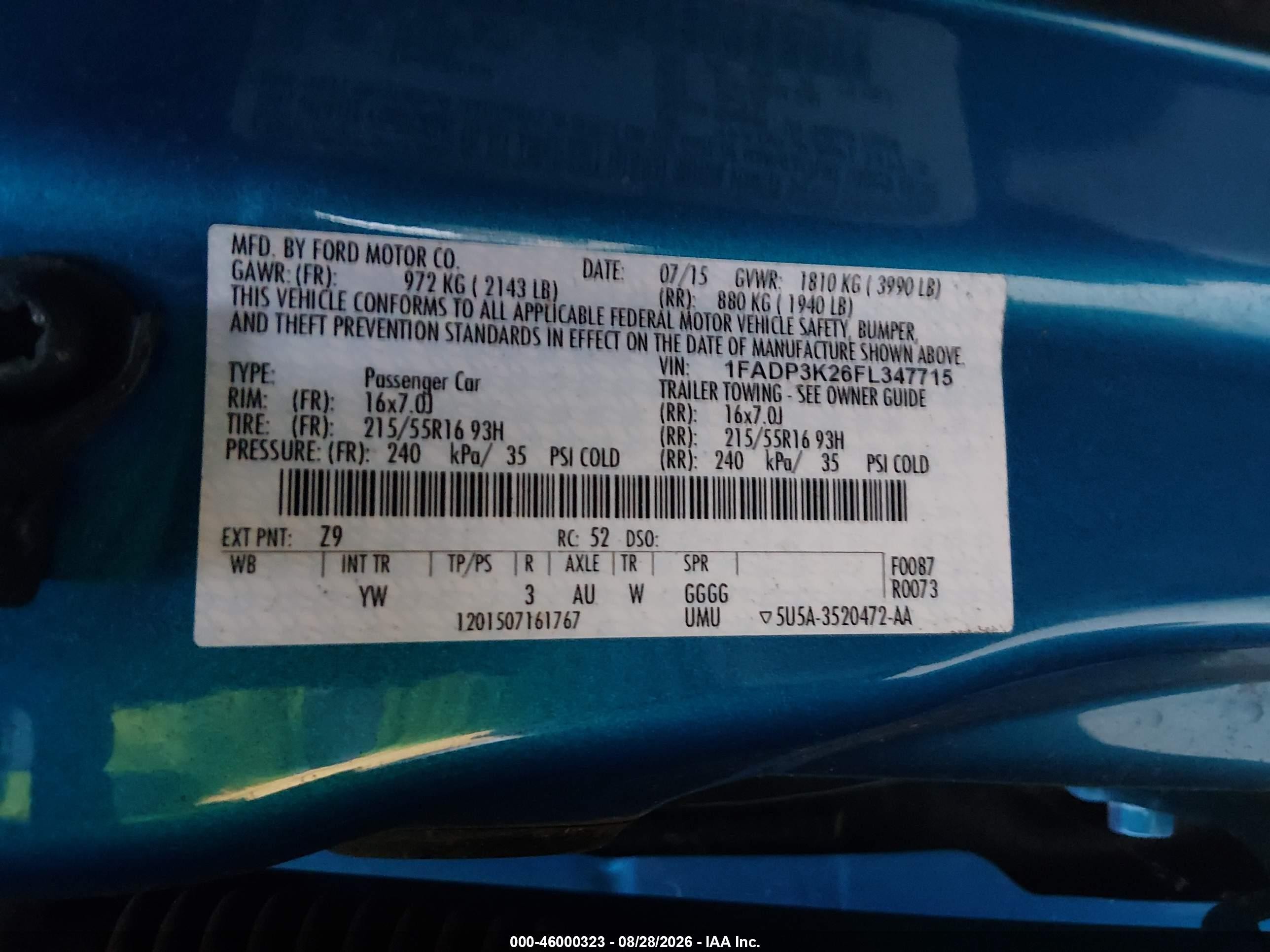 2015 Ford Focus Se Blue vin: 1FADP3K26FL347715