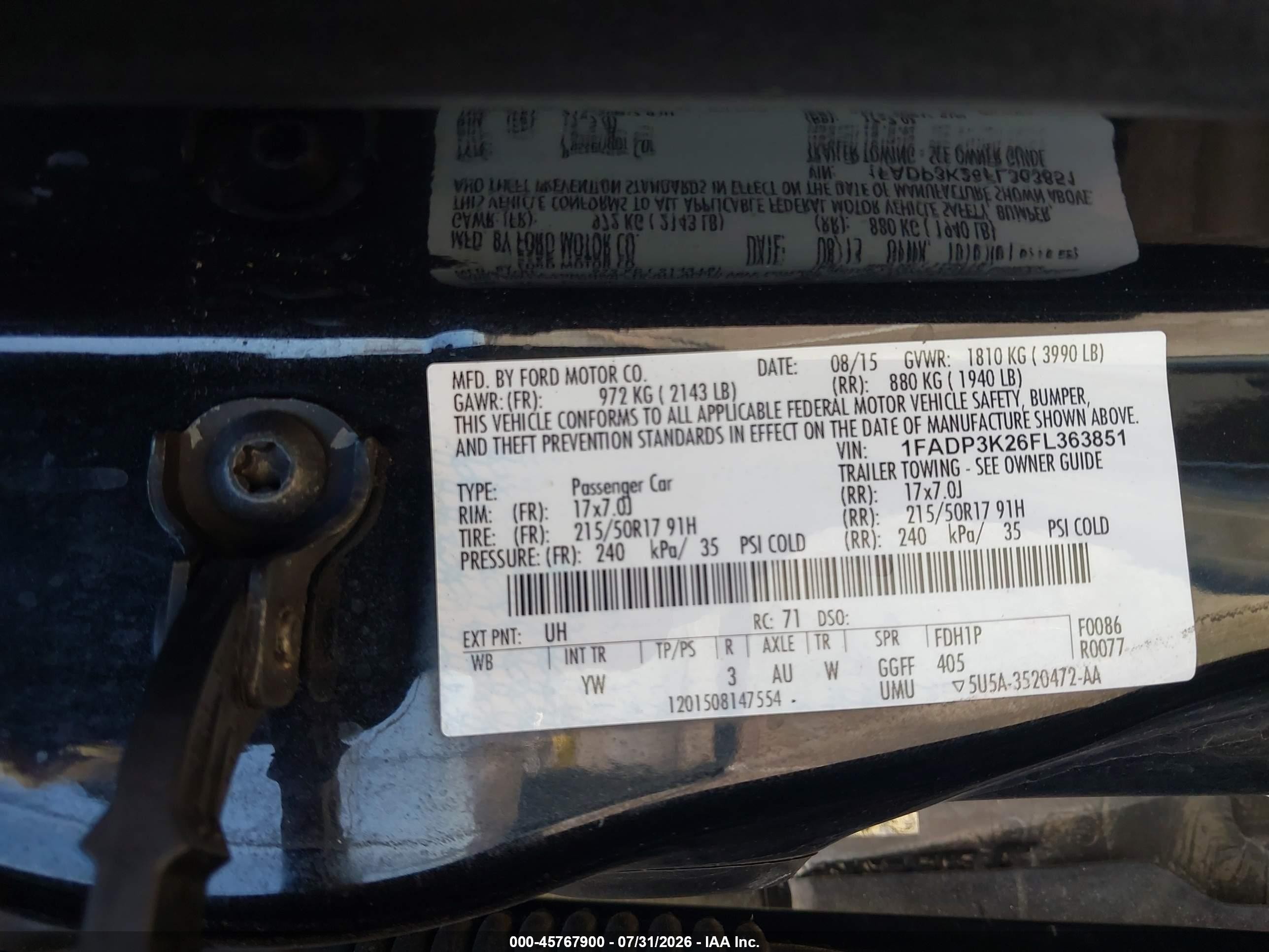2015 Ford Focus Se Black vin: 1FADP3K26FL363851