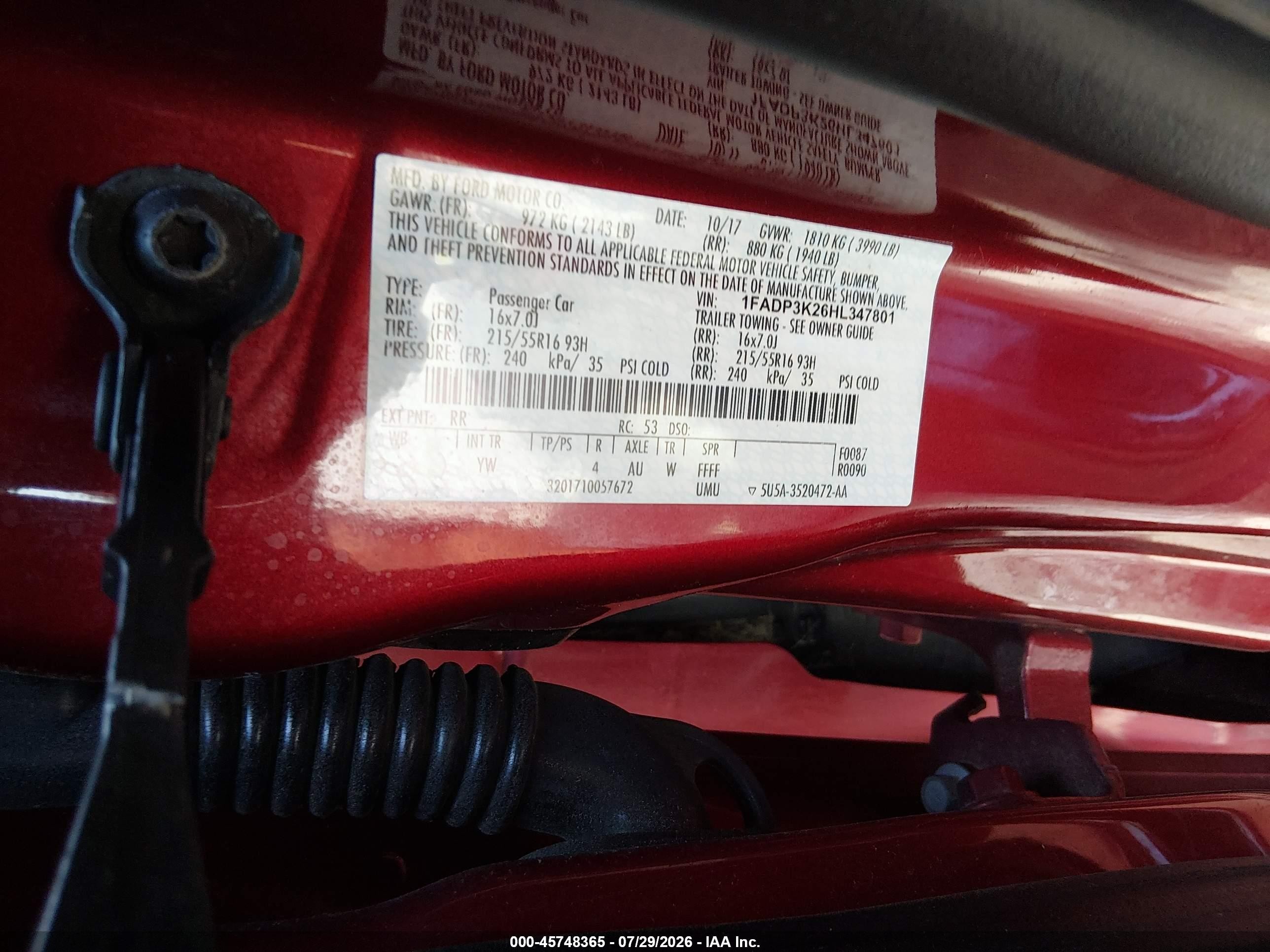 2017 Ford Focus Se Red vin: 1FADP3K26HL347801
