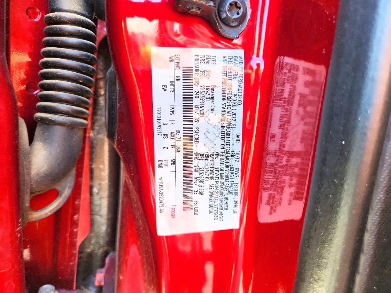 2013 Ford Focus Se Red vin: 1FADP3K27DL177930