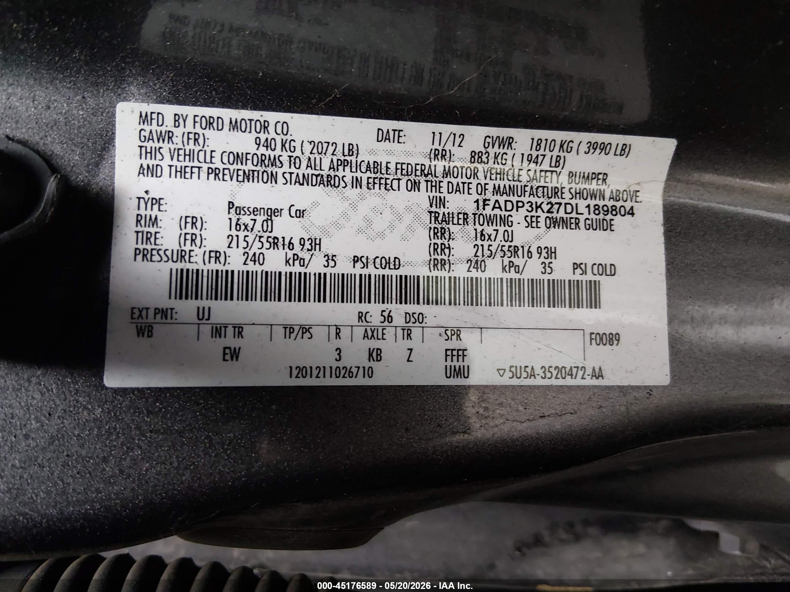 2013 Ford Focus Se Gray vin: 1FADP3K27DL189804