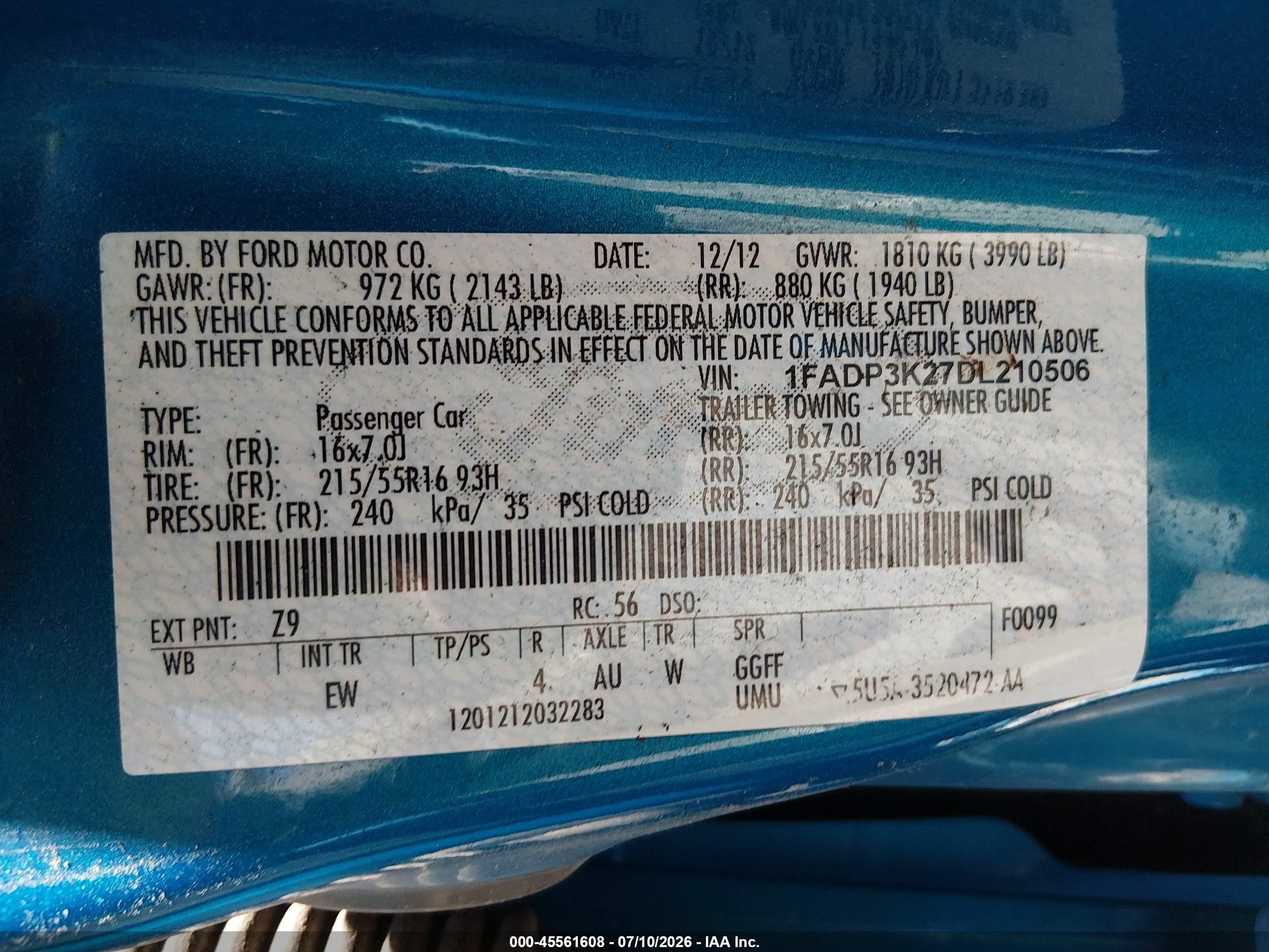 2013 Ford Focus Se Синий vin: 1FADP3K27DL210506