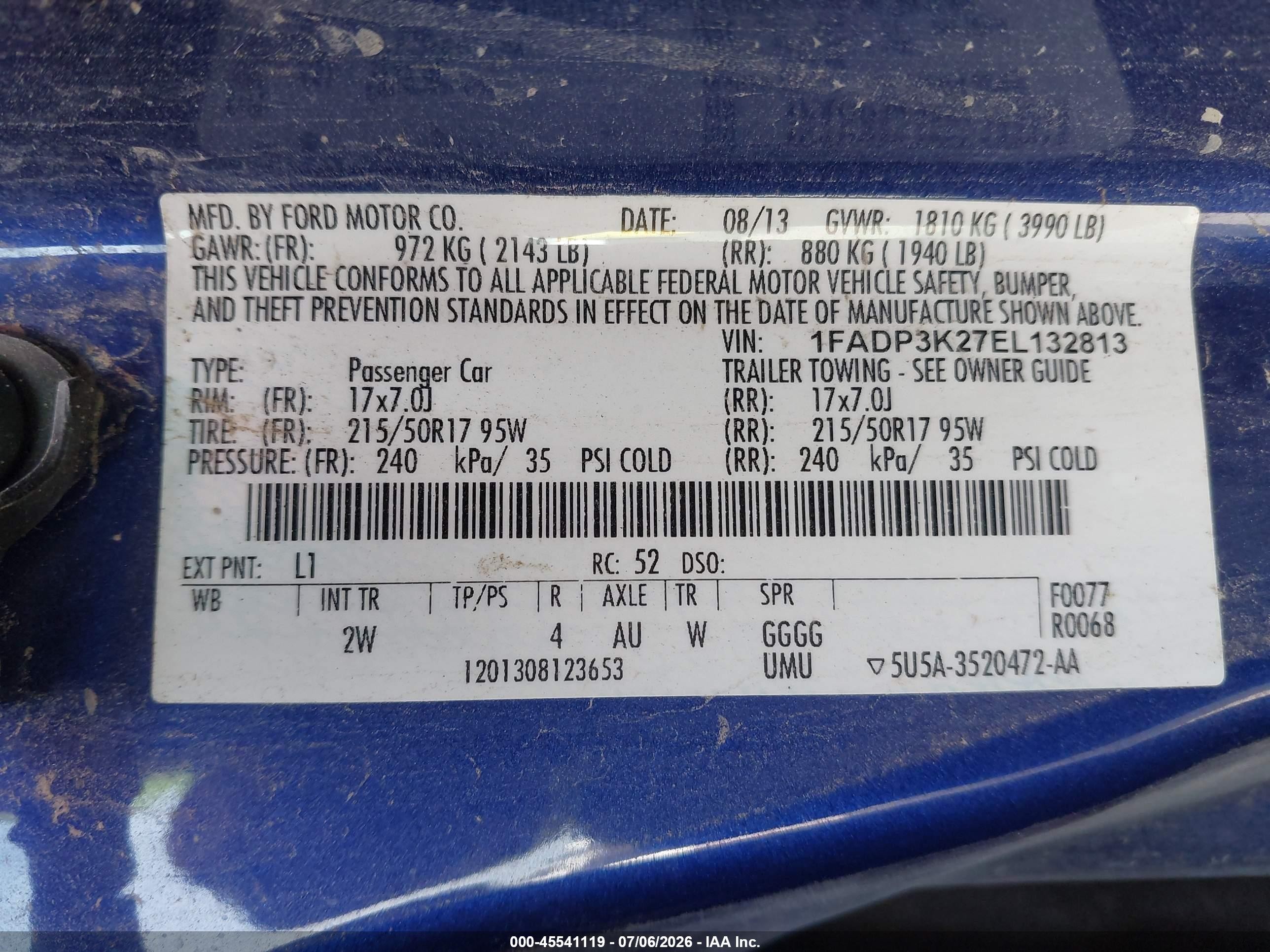 2014 Ford Focus Se Blue vin: 1FADP3K27EL132813
