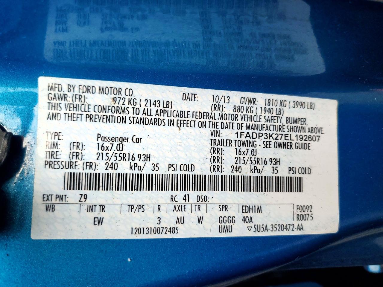 2014 Ford Focus Se Blue vin: 1FADP3K27EL192607