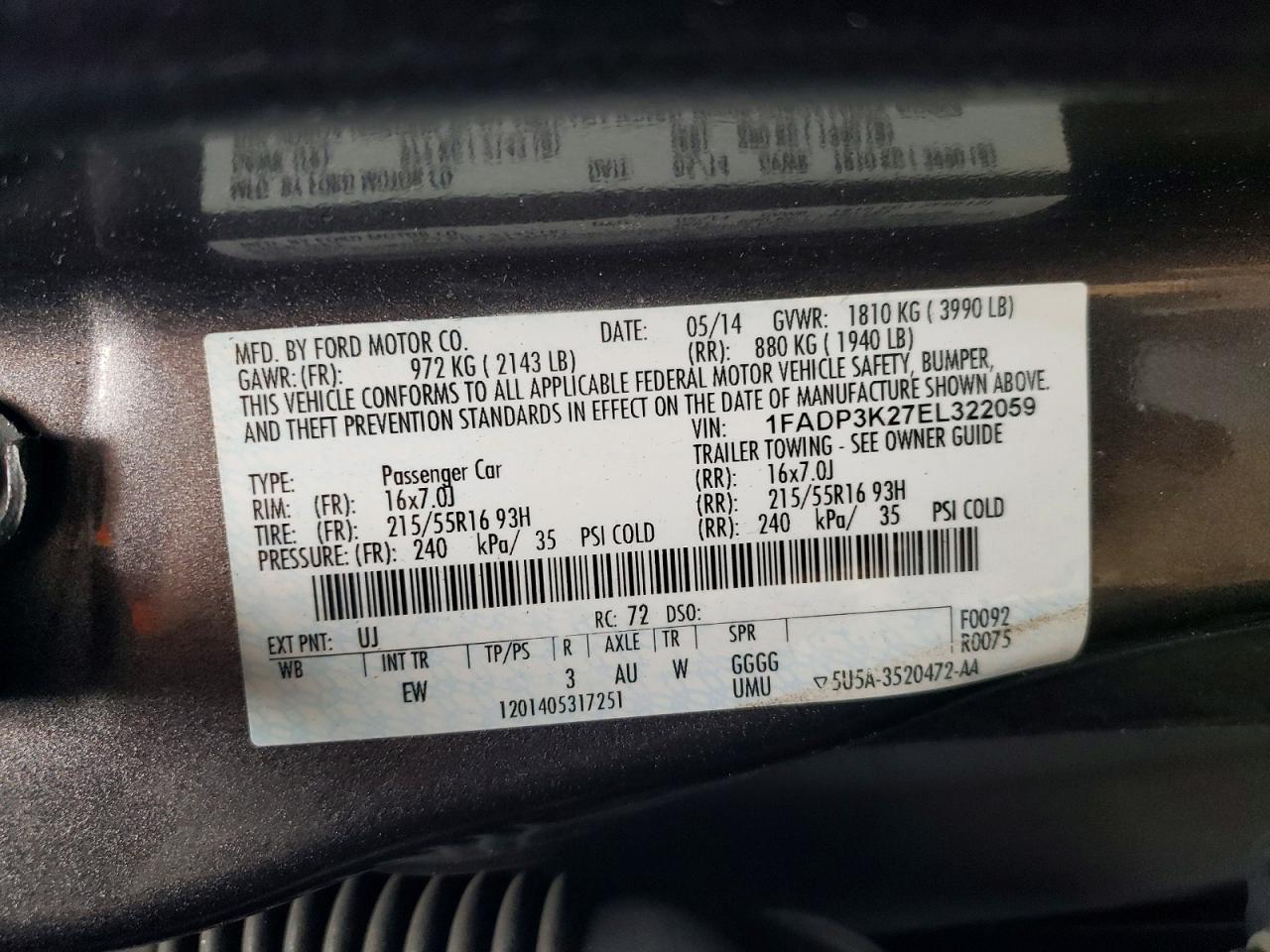2014 Ford Focus Se Gray vin: 1FADP3K27EL322059