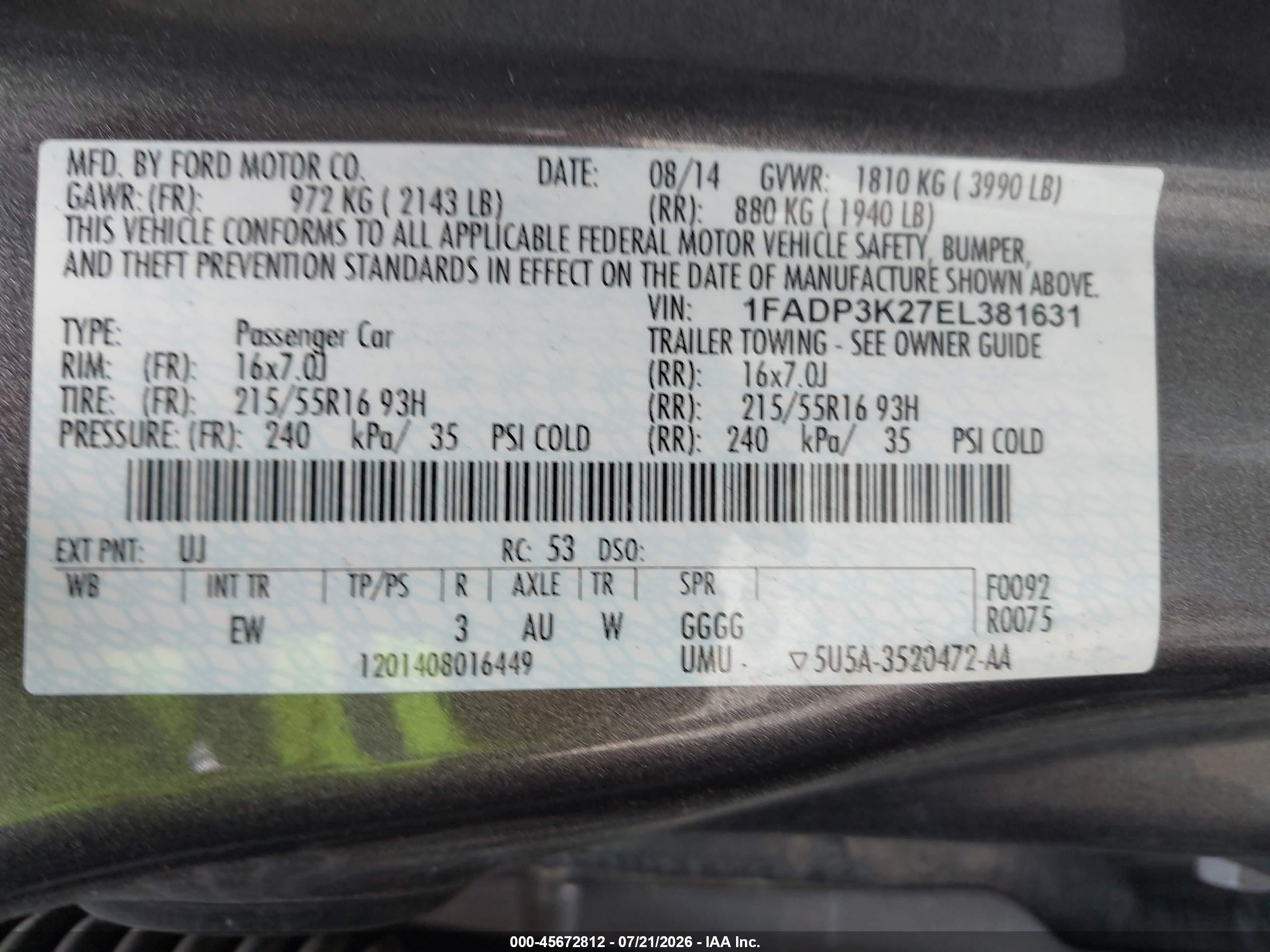 2014 Ford Focus Se Gray vin: 1FADP3K27EL381631
