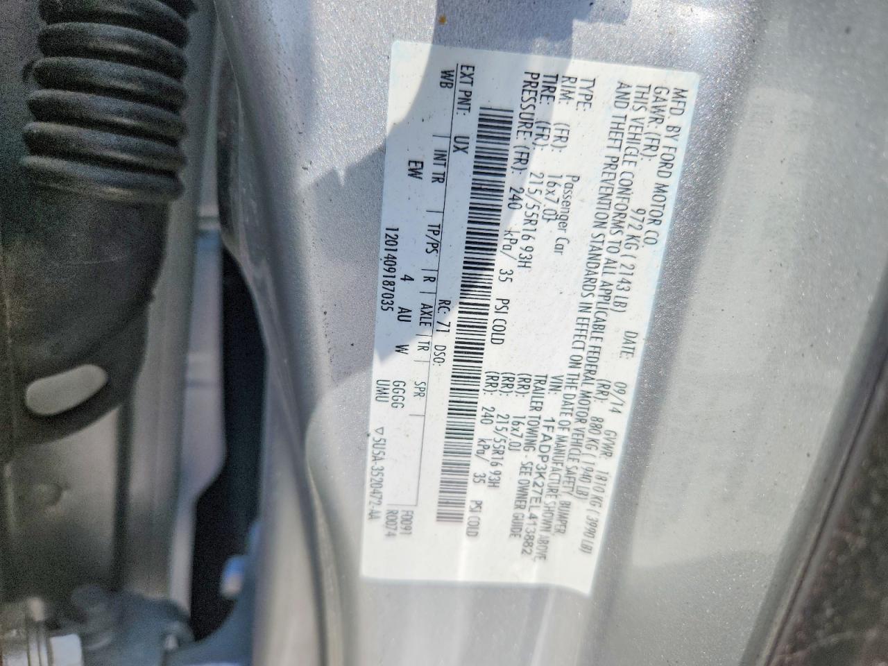2014 Ford Focus Se Silver vin: 1FADP3K27EL413882