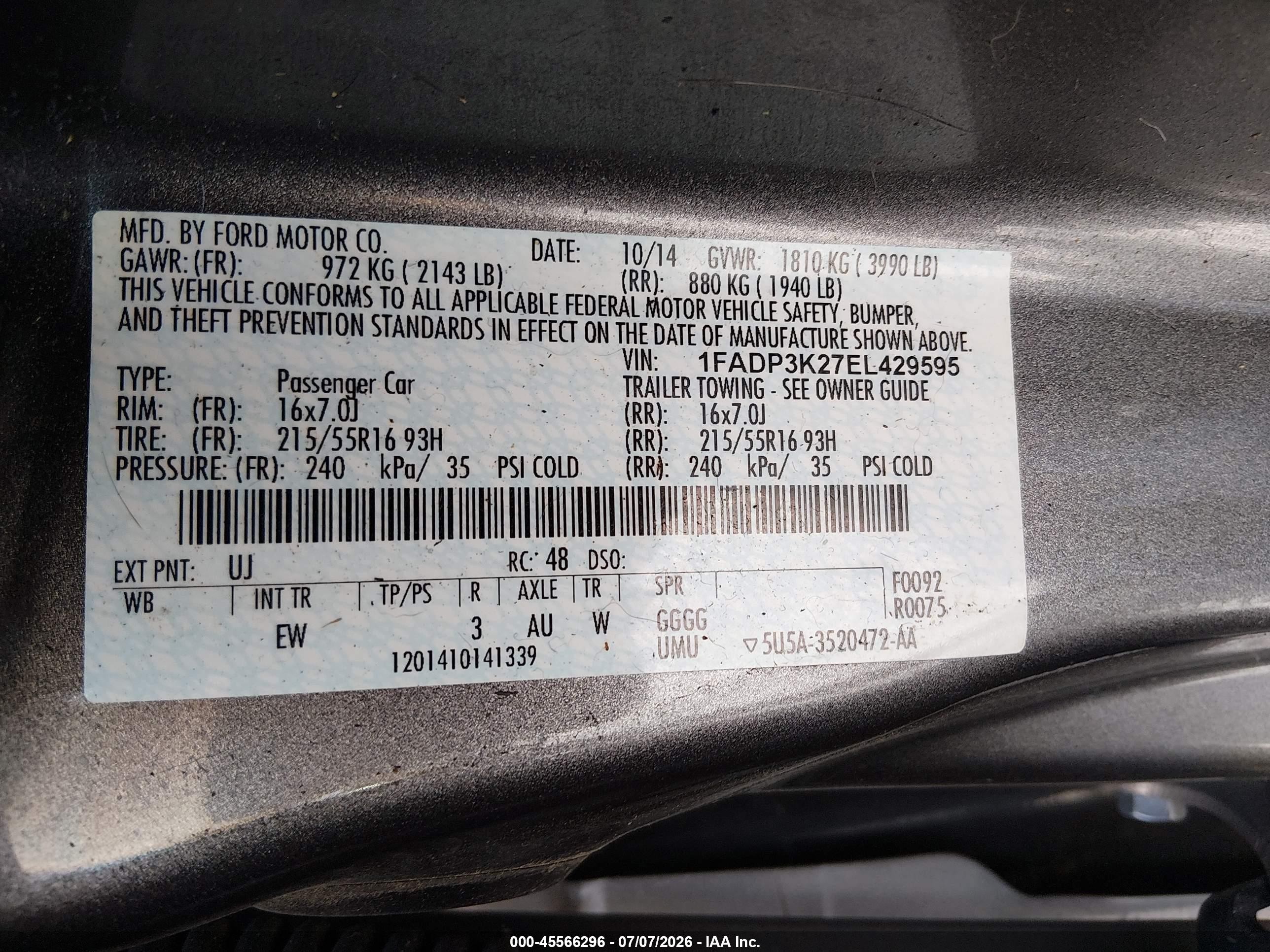 2014 Ford Focus Se Gray vin: 1FADP3K27EL429595