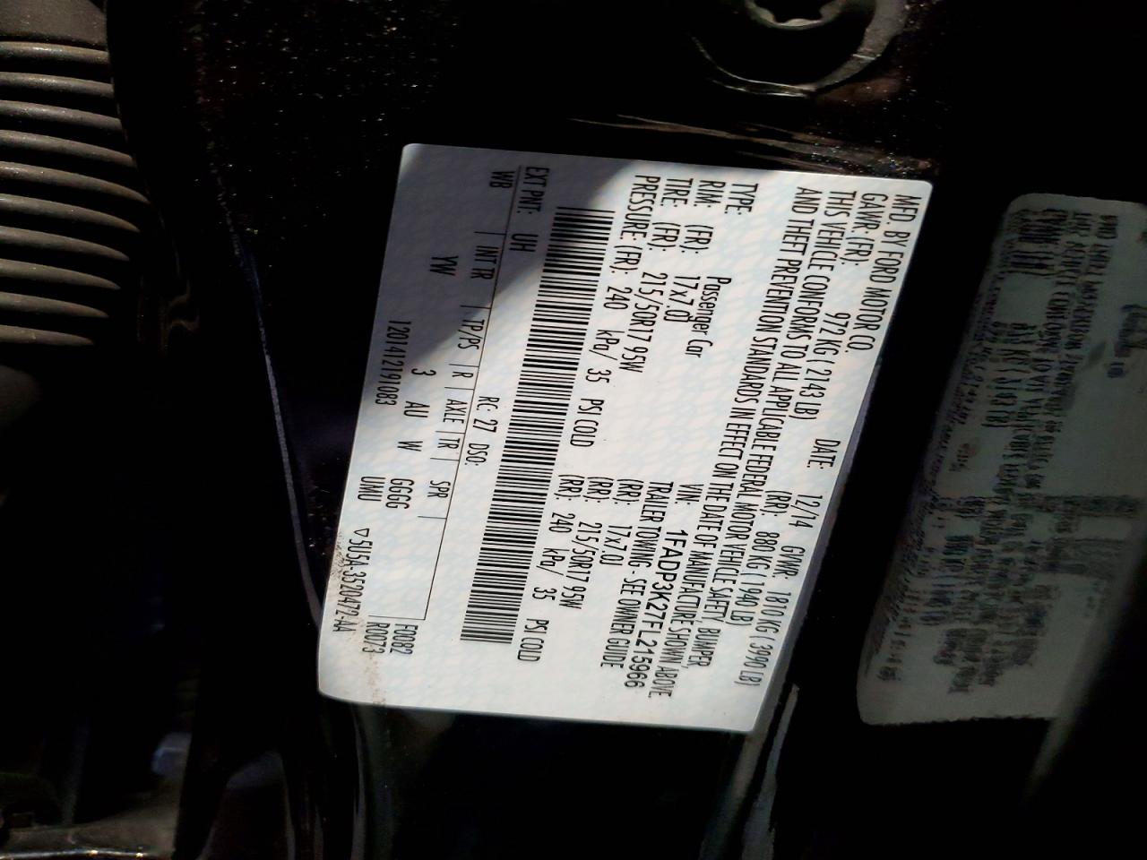 2015 Ford Focus Se Черный vin: 1FADP3K27FL215966