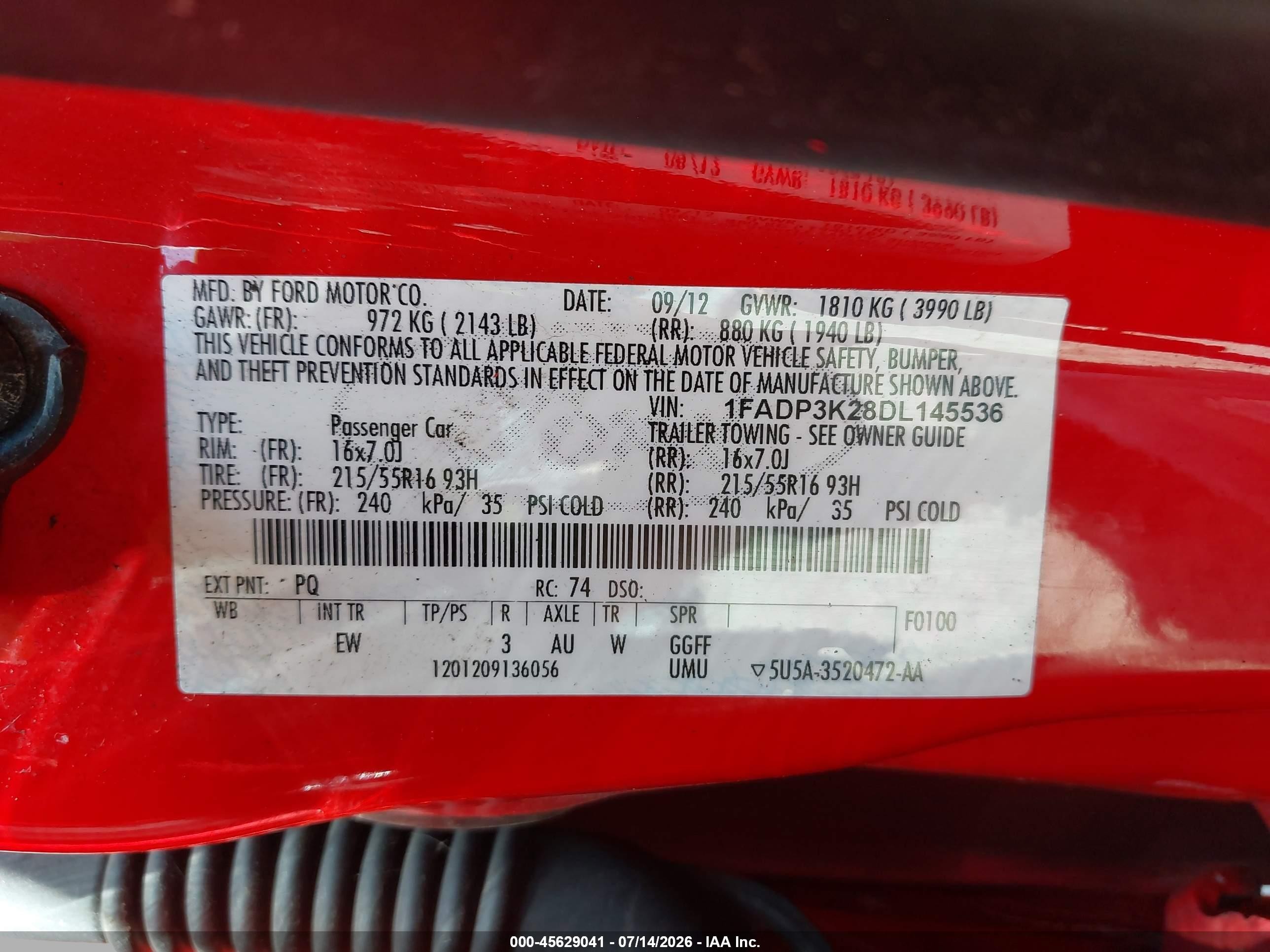 2013 Ford Focus Se Red vin: 1FADP3K28DL145536