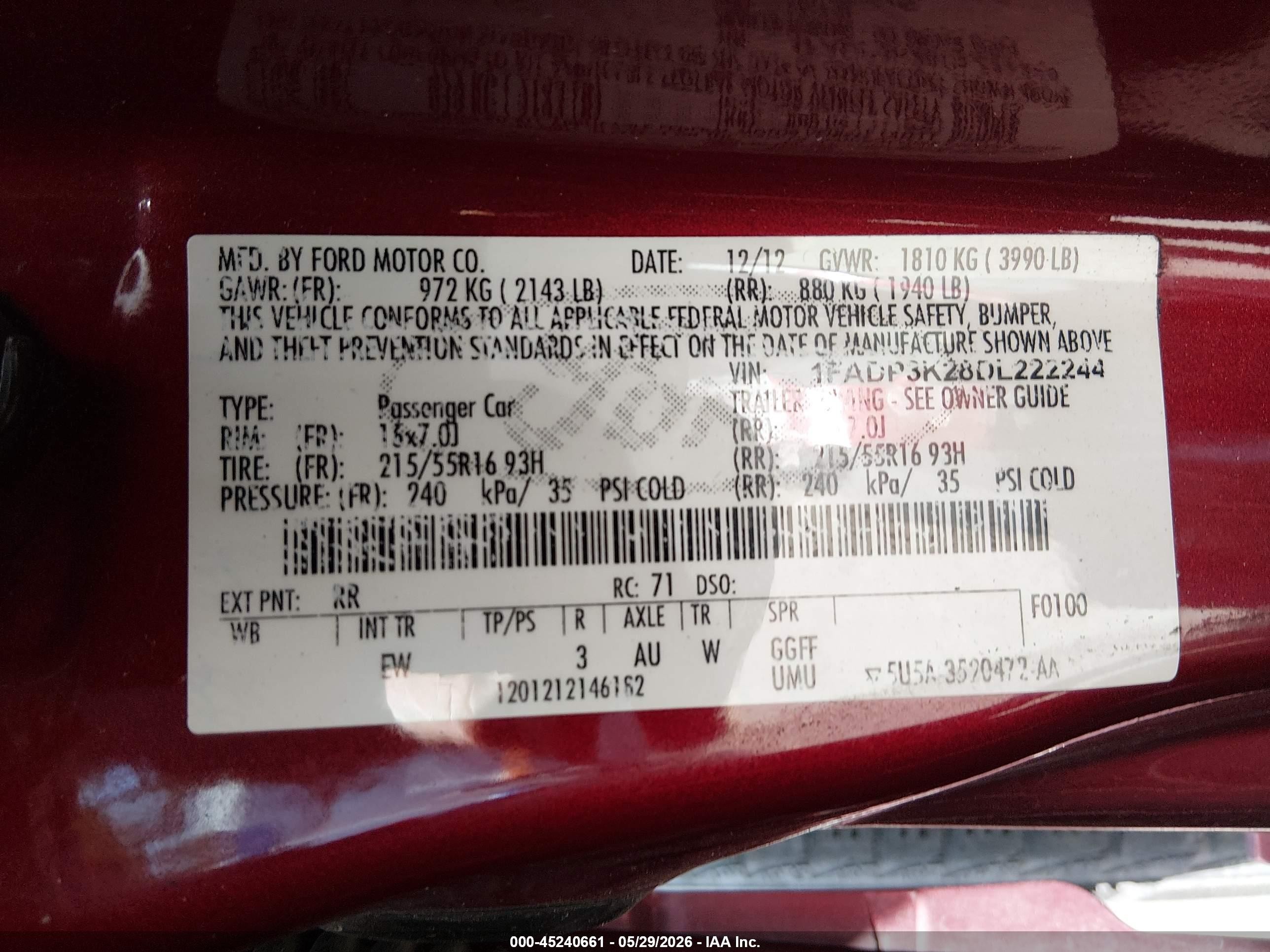 2013 Ford Focus Se Красный vin: 1FADP3K28DL222244