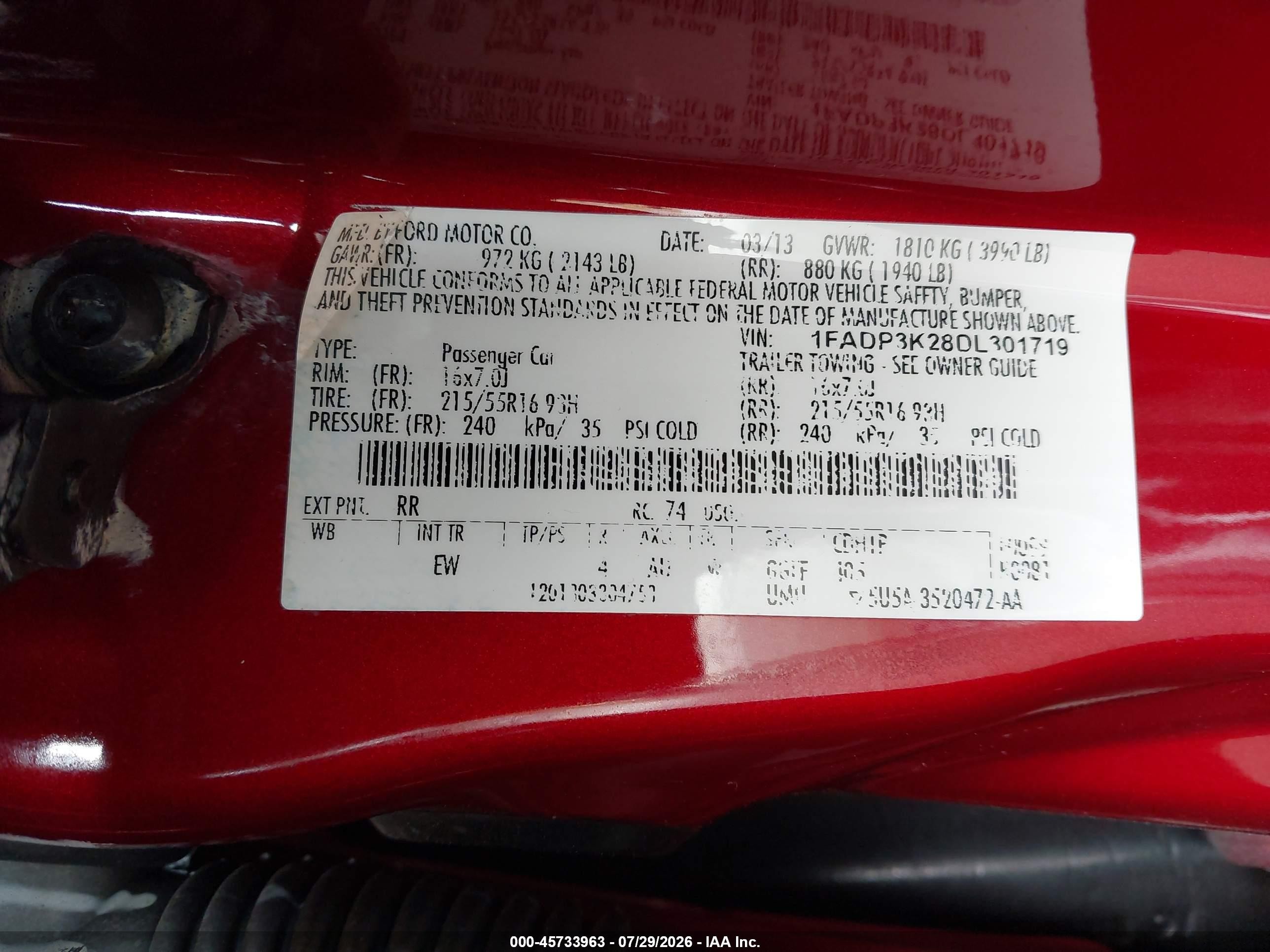 2013 Ford Focus Se Red vin: 1FADP3K28DL301719