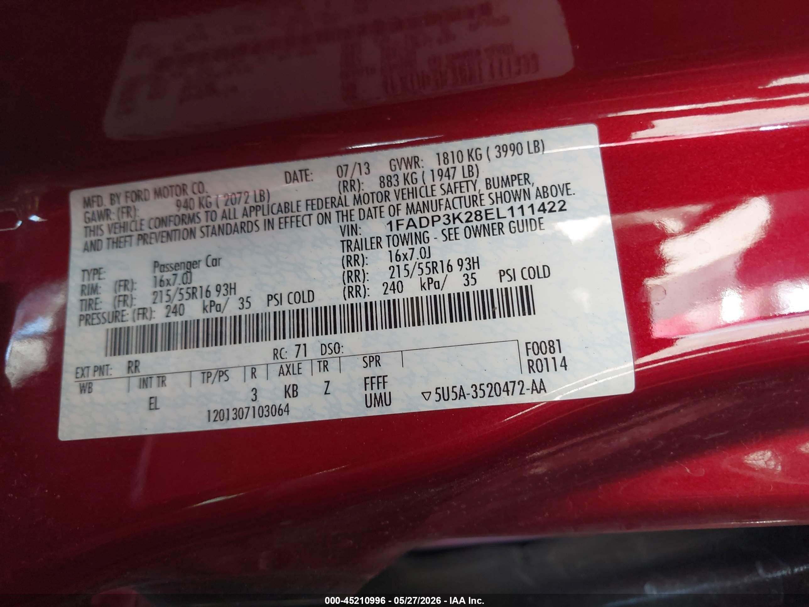 2014 Ford Focus Se Red vin: 1FADP3K28EL111422