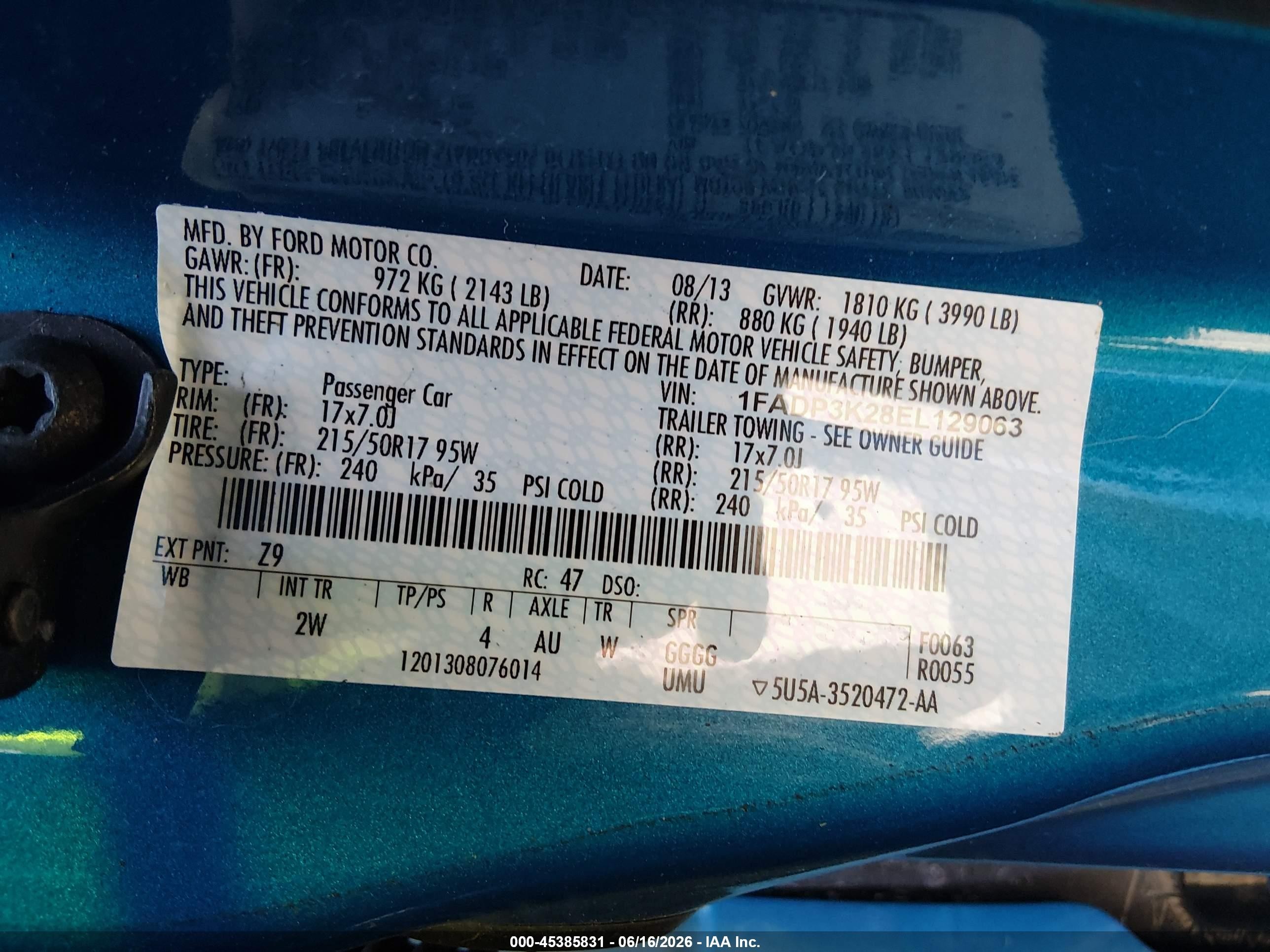 2014 Ford Focus Se Blue vin: 1FADP3K28EL129063