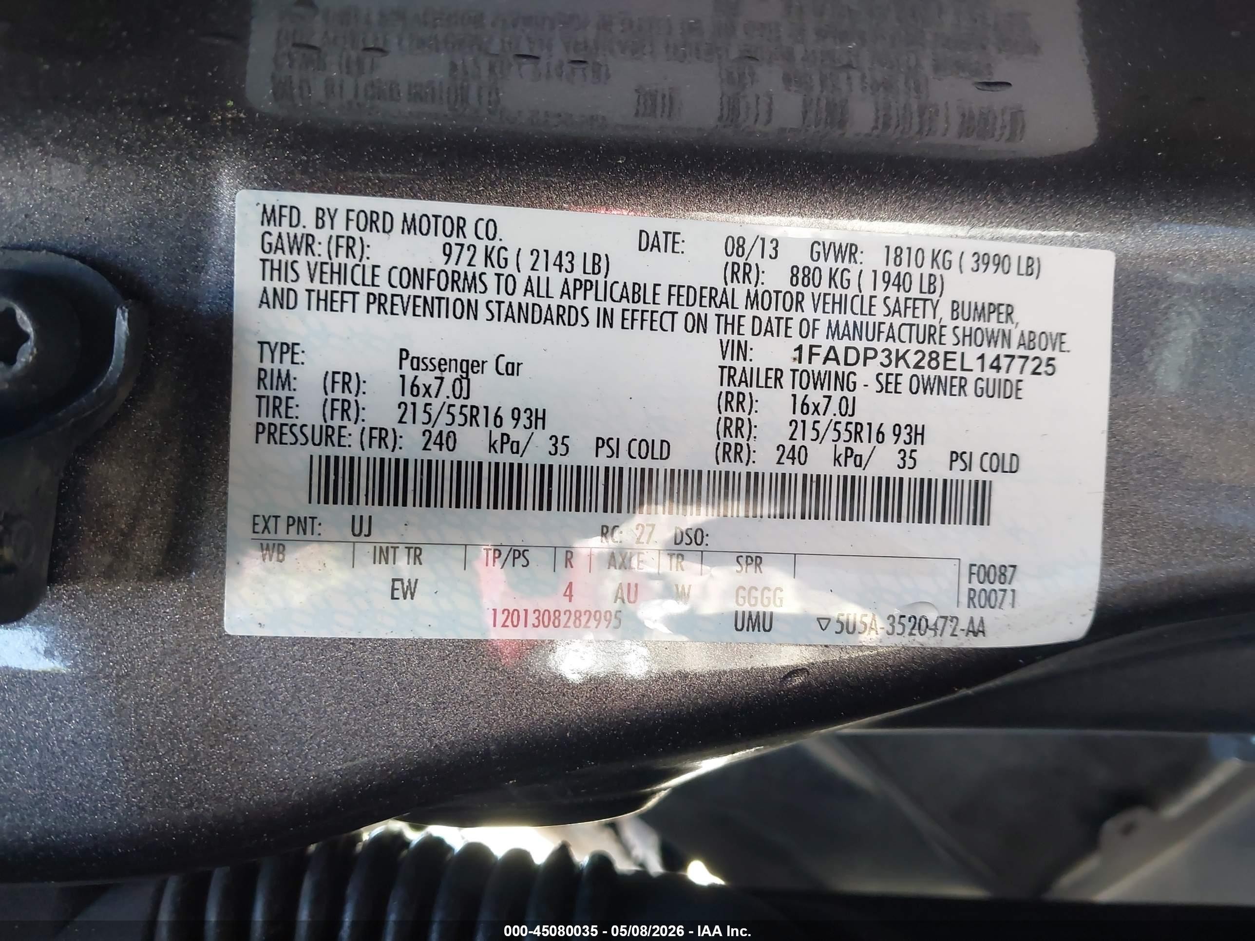 2014 Ford Focus Se Gray vin: 1FADP3K28EL147725