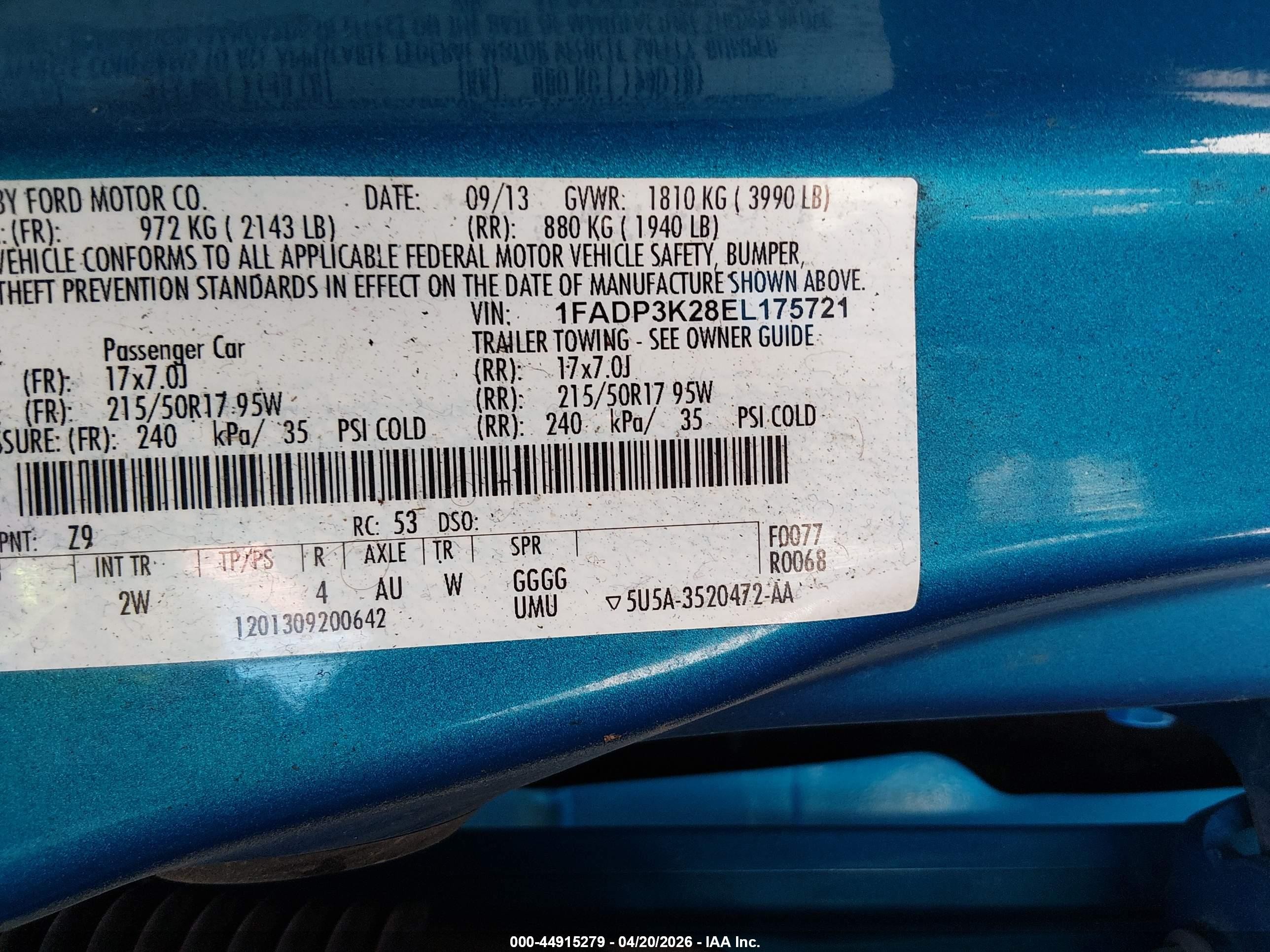 2014 Ford Focus Se Blue vin: 1FADP3K28EL175721