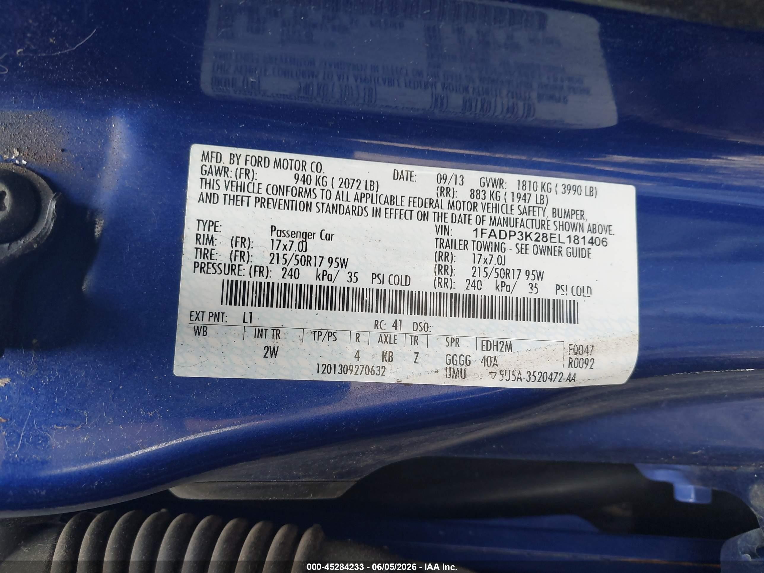 2014 Ford Focus Se Dark Blue vin: 1FADP3K28EL181406
